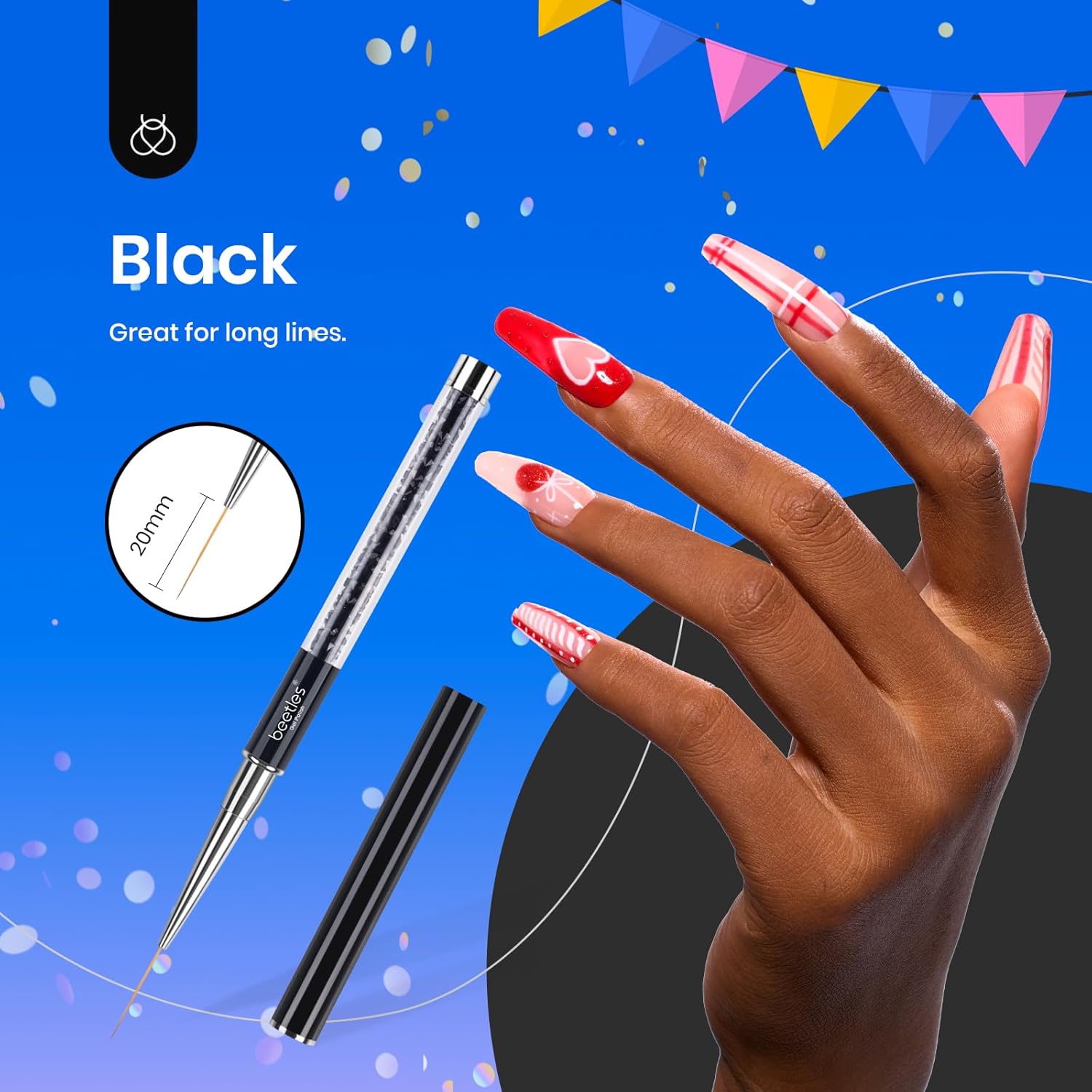 Thumbnail 5 de beetles Gel Polish Beetles Nagel Art Liner Pinsel Set (5-teilig) – Nagel-Designpinsel für Gel-Lack, feine Linien & Muster