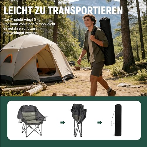 Detalle de OUTSIDER Campingstuhl, übergroß und gepolstert, bis 180 kg, grün