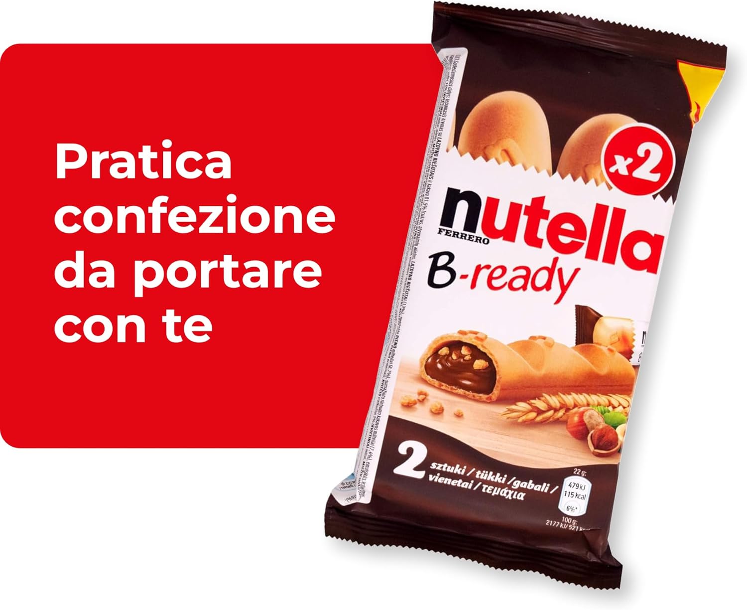Thumbnail 3 de Nutella B-Ready, 32 Snack Dolci: croccante cialda di pane ripiena di Nutella