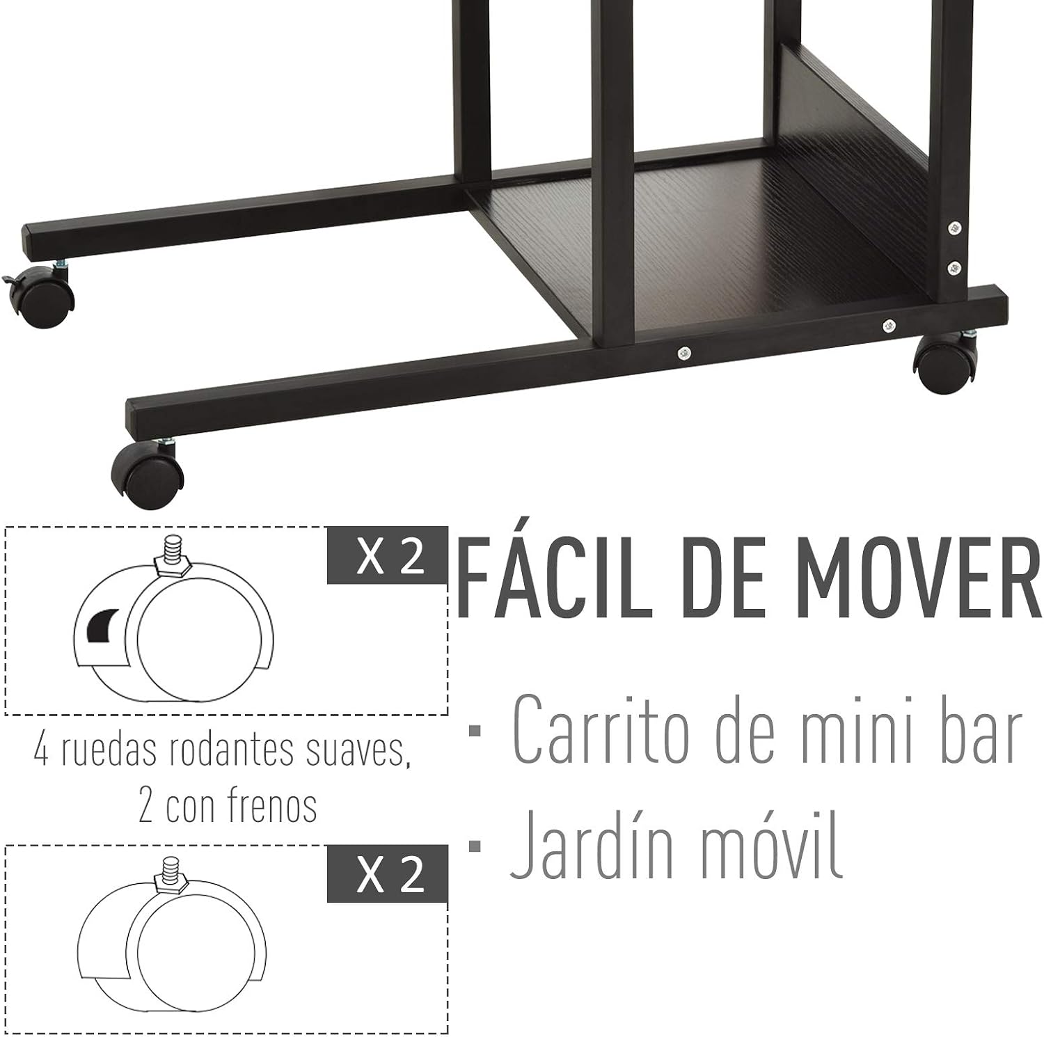 Thumbnail 6 de HOMCOM Mesa Auxiliar 80x40 cm 72-82 cm