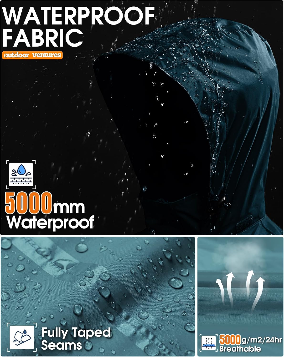 Thumbnail 3 de Outdoor Ventures Mens Lightweight Waterproof Jacket
