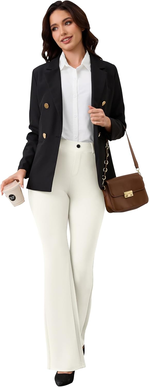 Detalle de VIMPEP Women’s Classic Yoga Dress Pants 2102: High Rise Flare, Pull-On Comfort for Work and Yoga