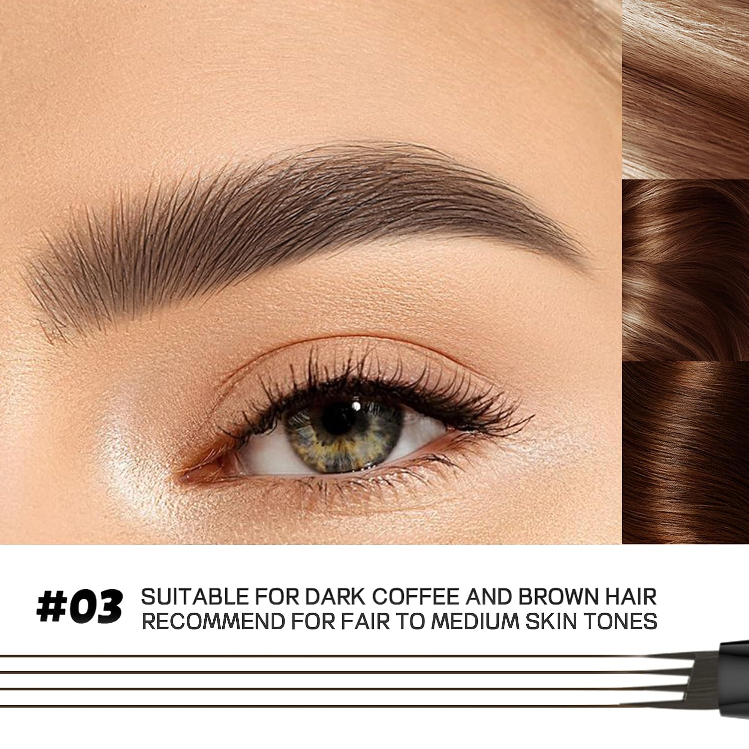 Thumbnail 2 de Espoce Eyebrow Pen, 2-Pack Four-Tip Waterproof Applicator in Black Brown