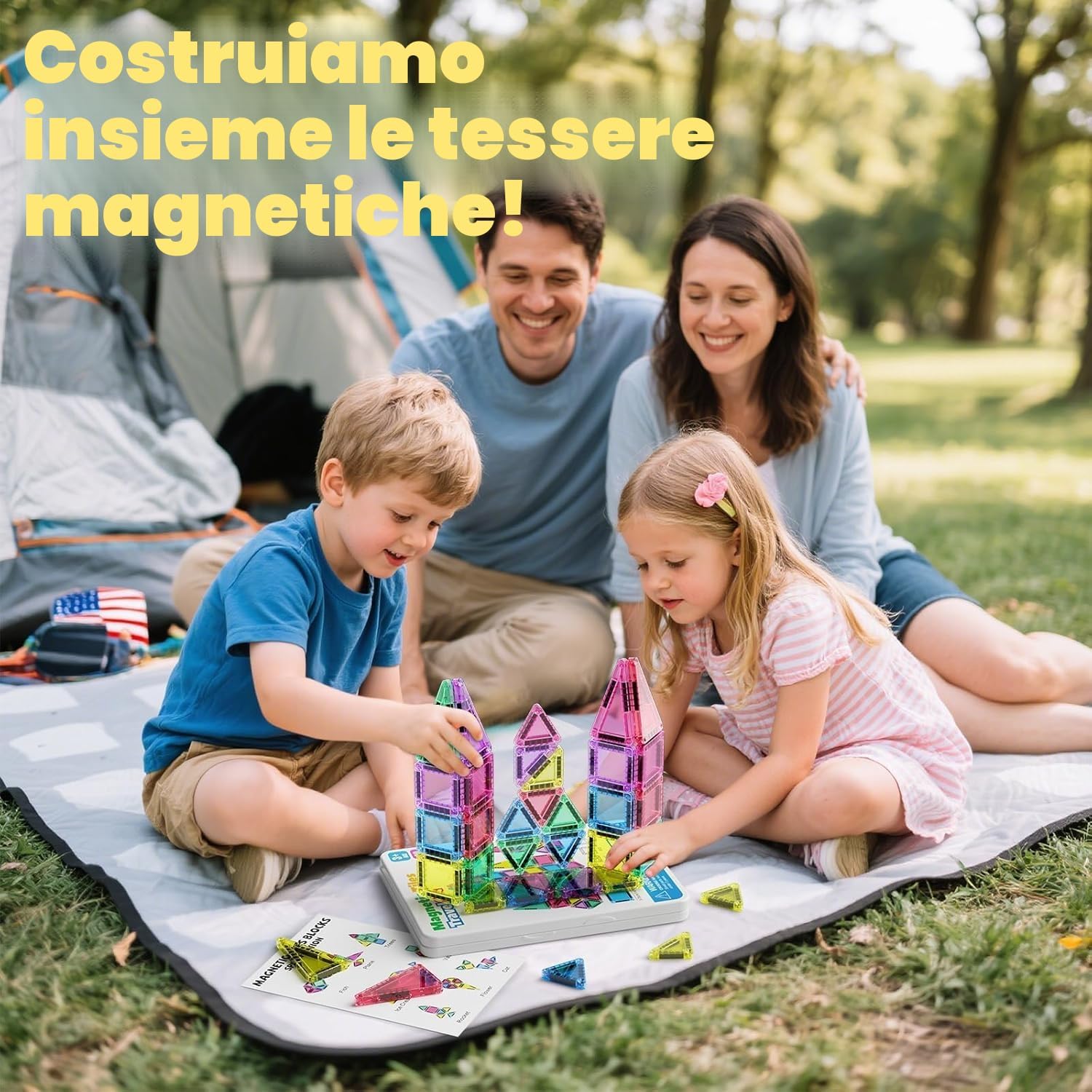 Detalle de Set di 42 mattonelle magnetiche da viaggio per bambini – educator e gioco creativo per 3+