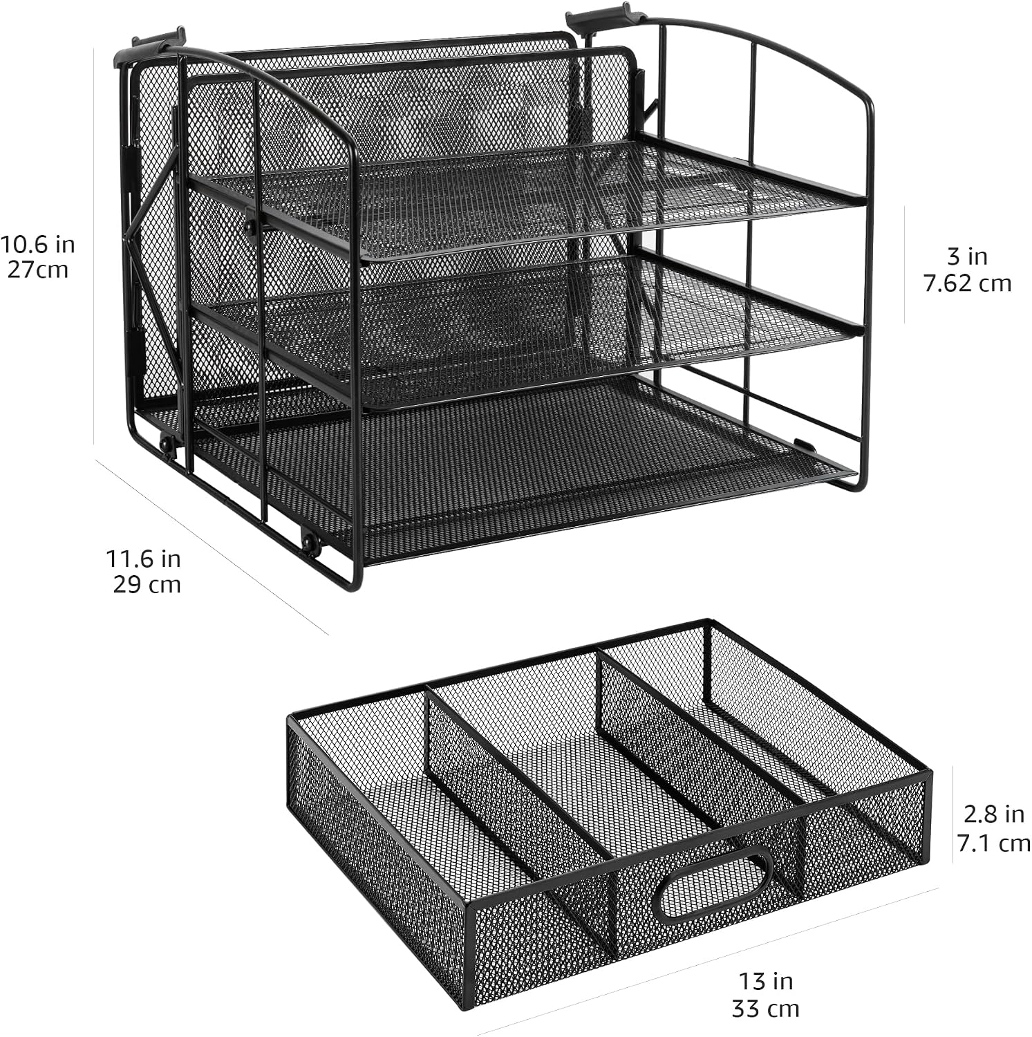 Thumbnail 4 de Amazon Basics Rectangular Desk Organiser 3-tray with hanging file holder ๐