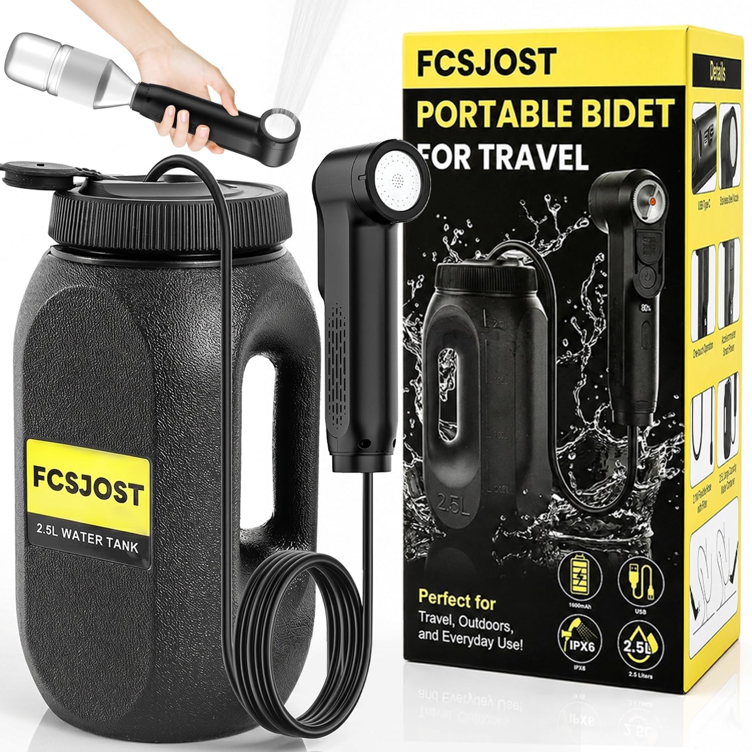 Detalle de FCSJOST Portable Bidet, Handheld Electric Bidet with 2.5L Tank and Dual Spray Modes