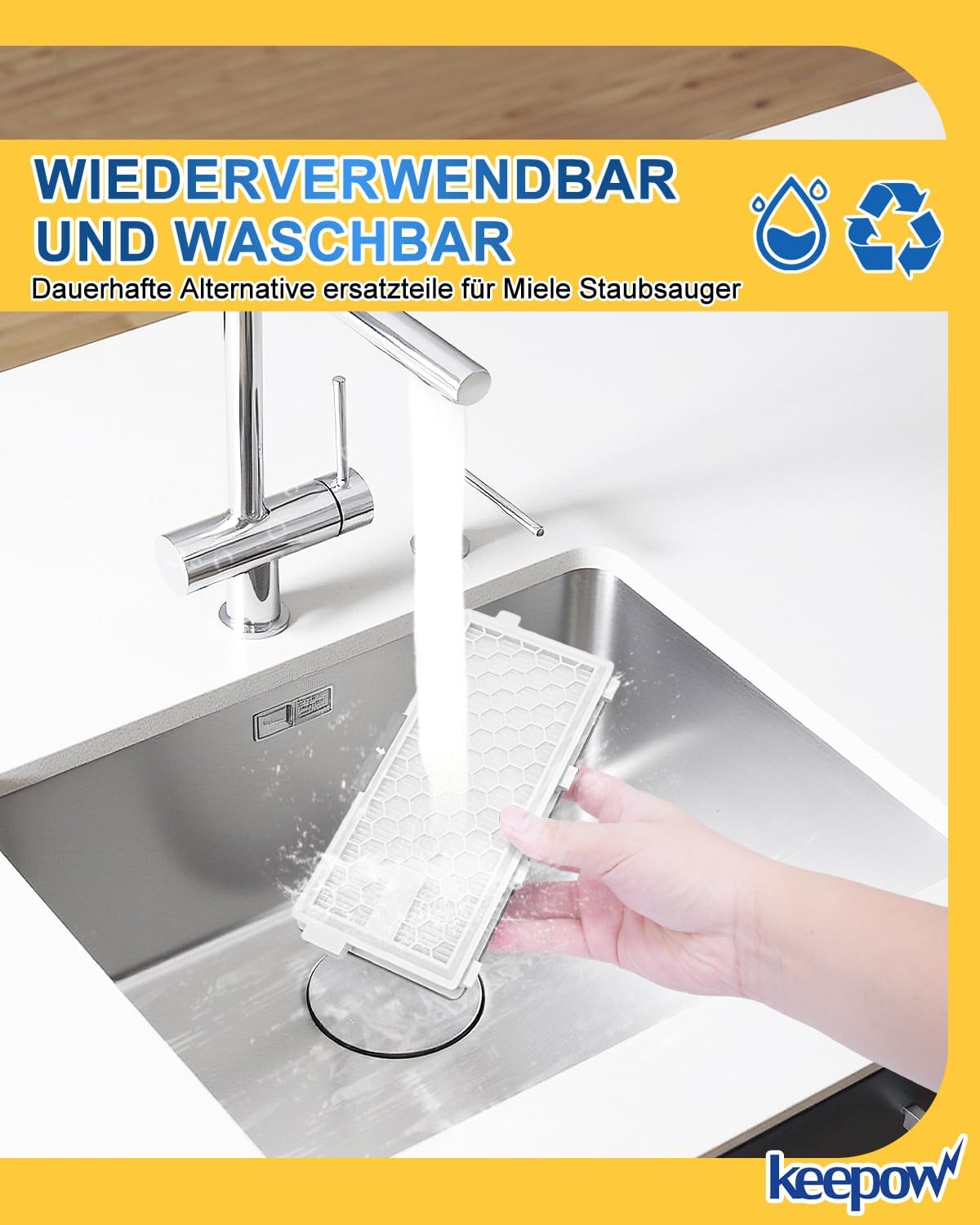 Detalle 2 de KEEPOW 2 HEPA Airclean Plus 50 Filters für Miele Complete C3/C2, Compact C1/C2 und S-Serie