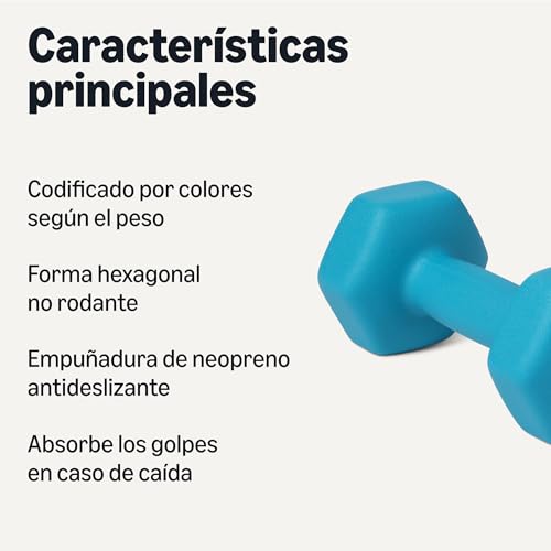 Detalle 2 de Amazon Basics Mancuernas de Neopreno 6 kg (par) – conjunto resistente para casa