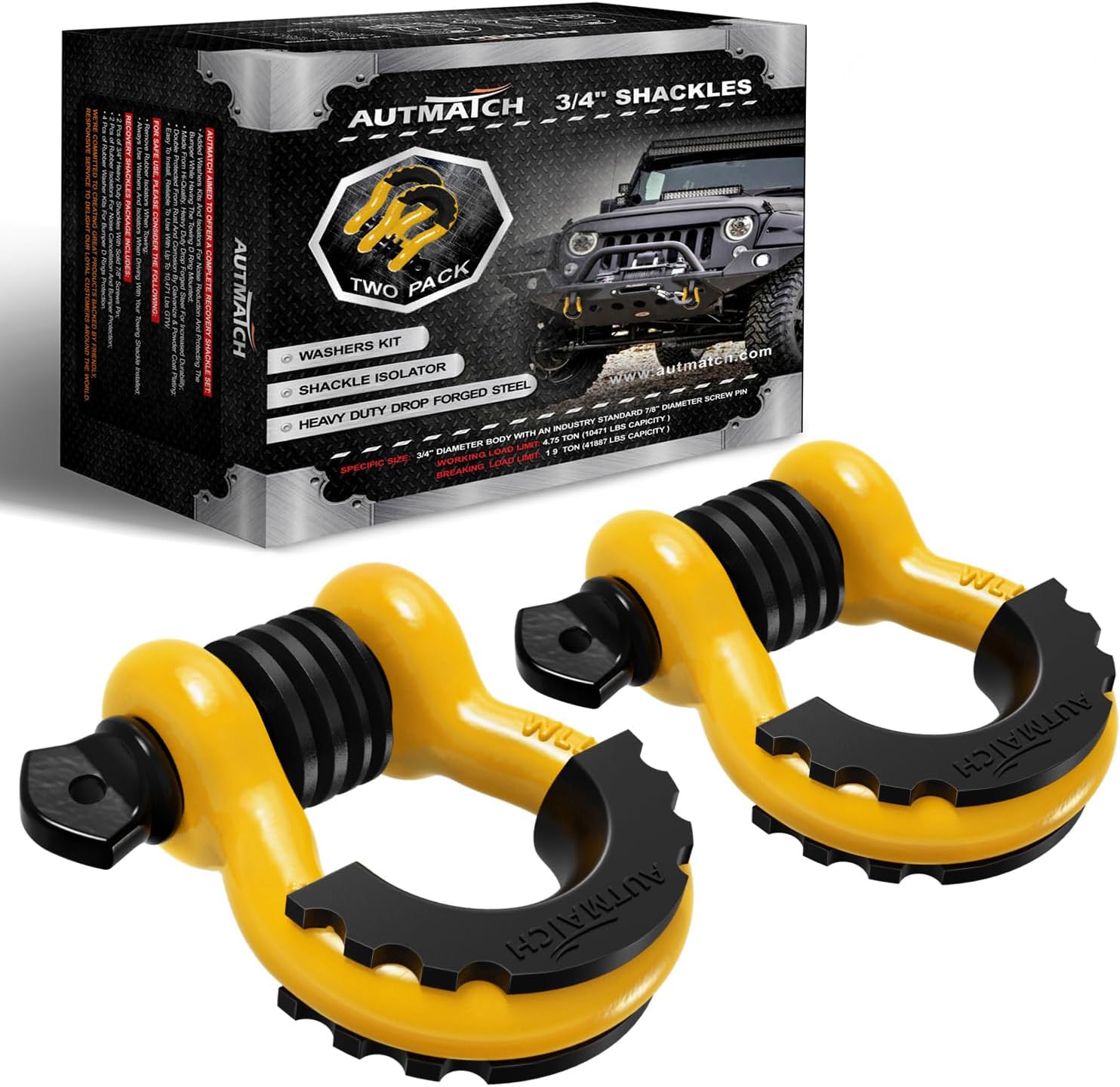Detalle de AUTMATCH D Ring Shackle 3/4" 10471 lb capacity