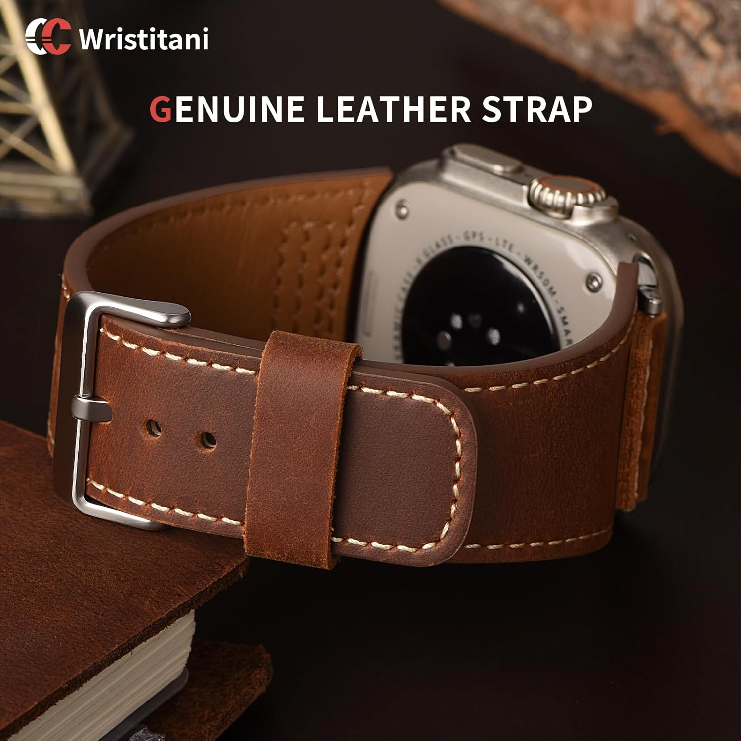 Thumbnail 3 de Wristitani bracelet en cuir Crazy Horse pour Apple Watch (44/45/46/42/49/40/41/38 mm) – série 10 à SE