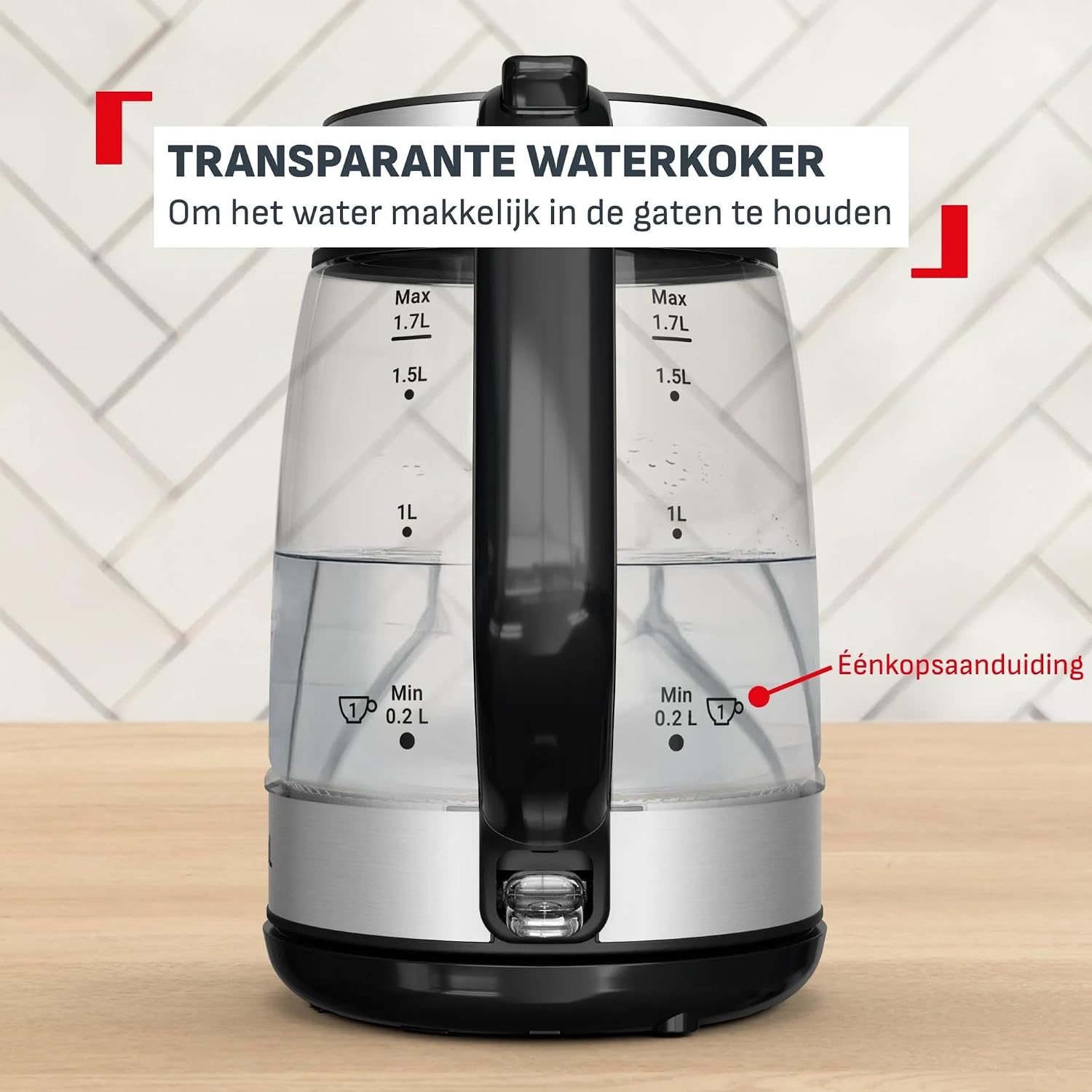 Detalle 2 de Tefal KI6A58E Express Glass waterkoker van glas, 1,7 liter, 2200 W