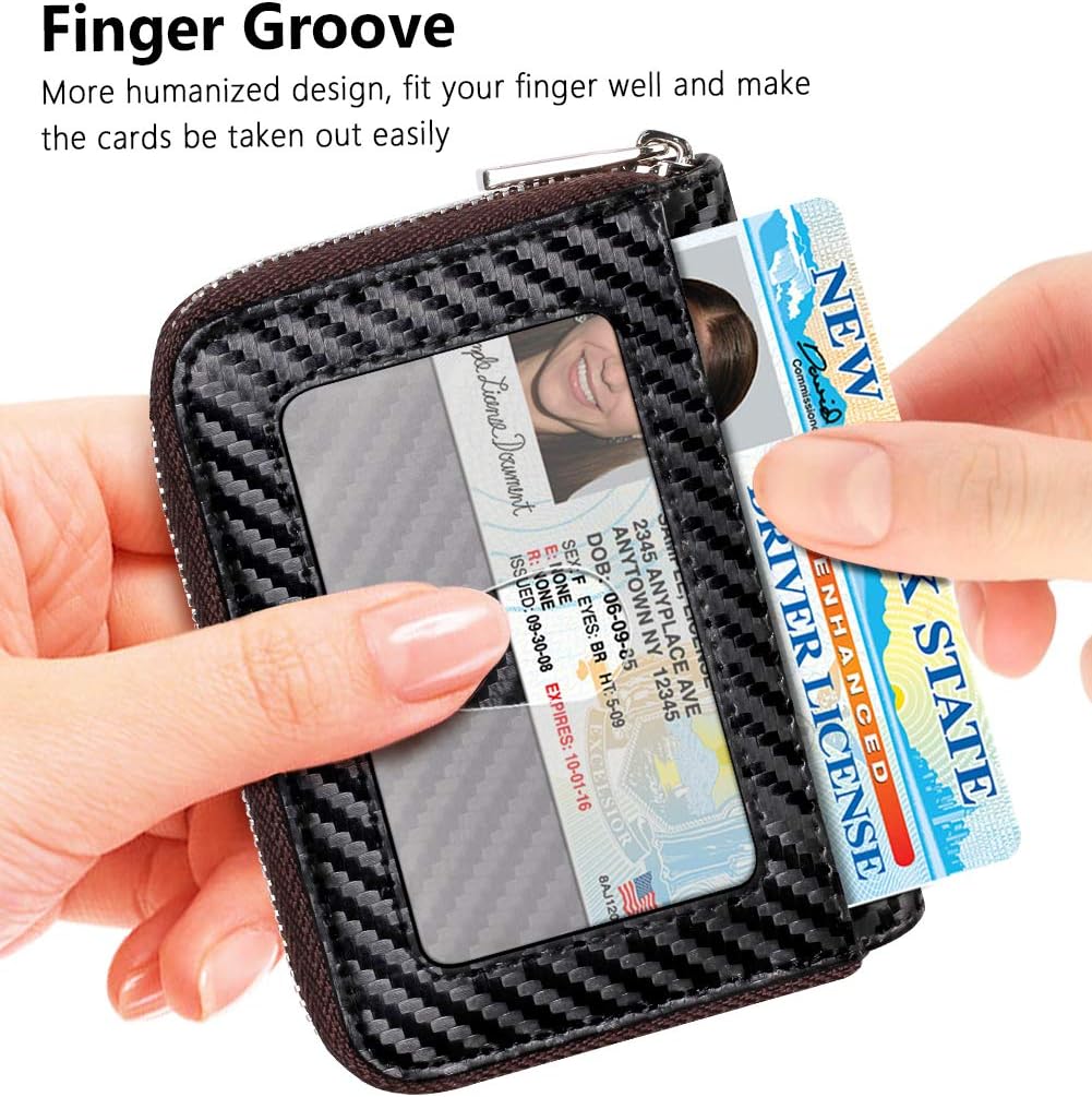 Detalle 2 de FurArt Credit Card Wallet with Zipper, RFID Blocking & Keychain – Compact 15/16 Card Slots