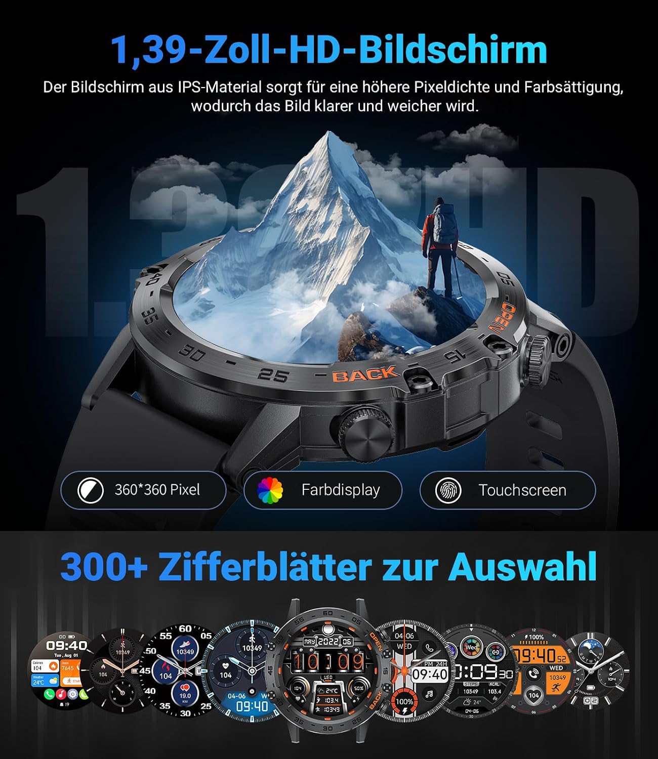 Detalle 2 de LIGE Smartwatch 1,39 Zoll mit Telefonfunktion