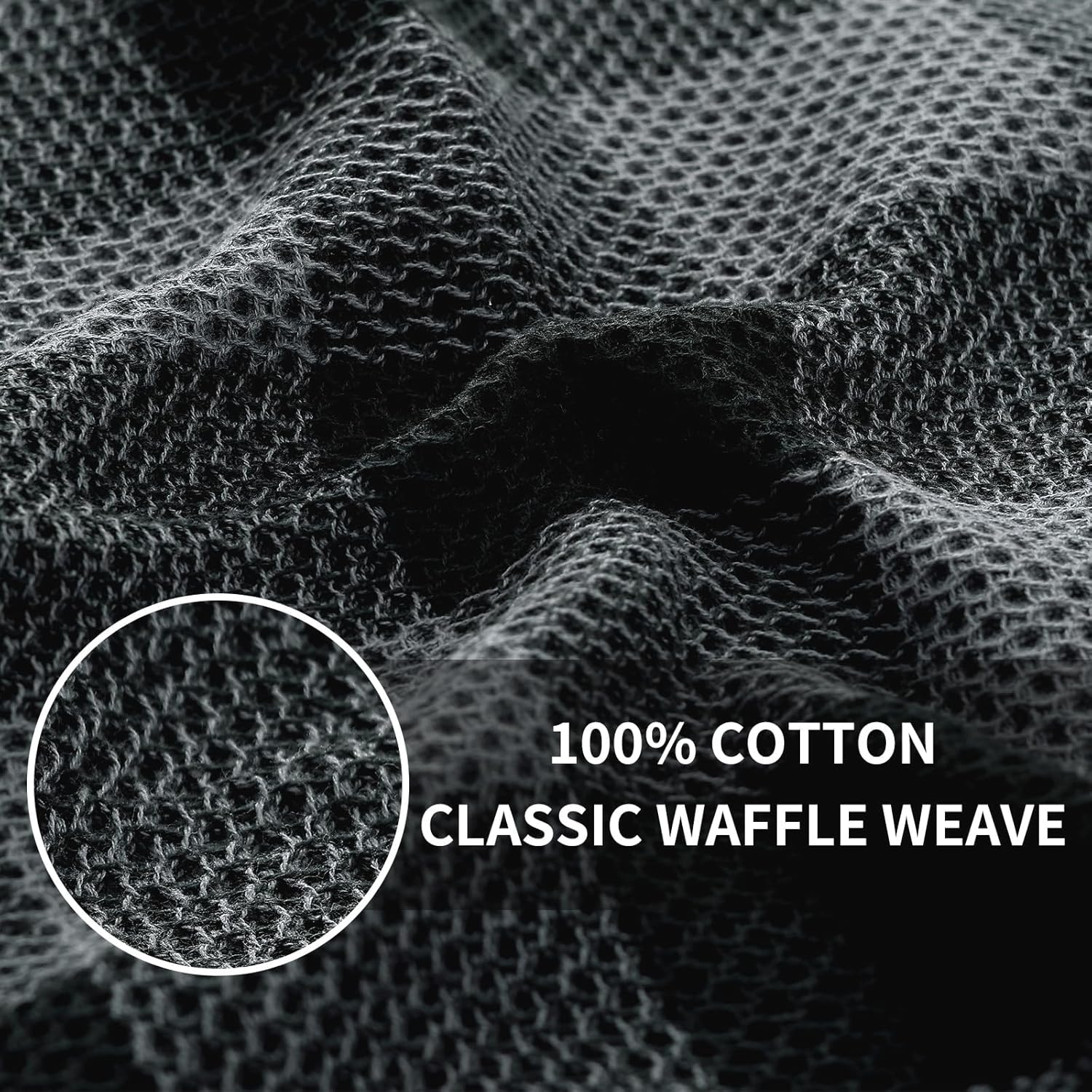 Thumbnail 1 de Homaxy Kitchen Towels and Dishcloths Set (8-Pack) – 100% Cotton Waffle Weave, Black & Grey