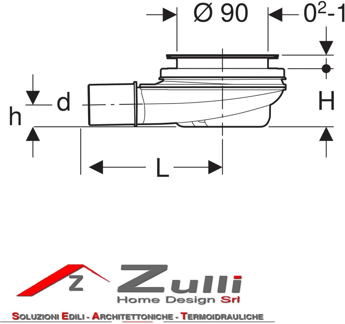 Thumbnail 2 de NEW GEBERIT PILETTA SIFONE DOCCIA 90 mm Ribassata H 30 mm Cod. 150.583.21.1