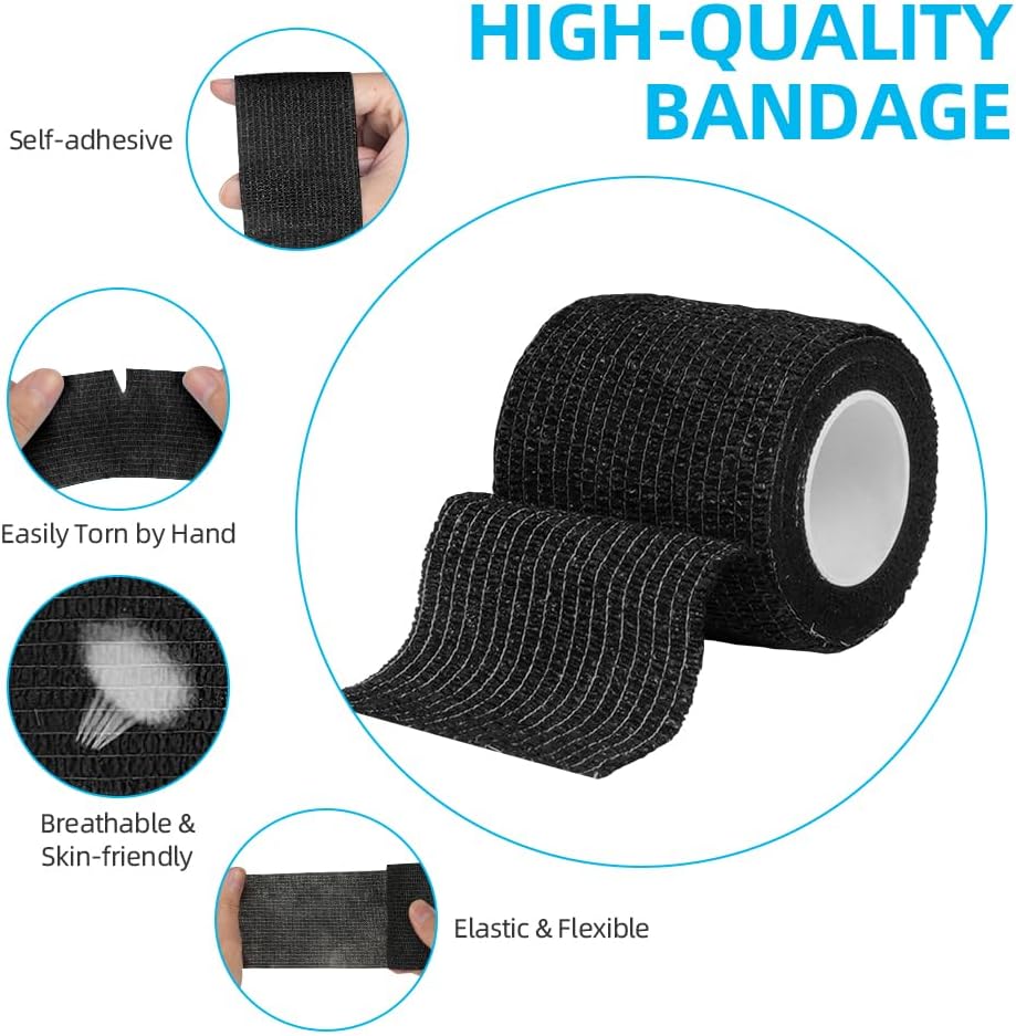 Detalle de ACWOO Self Adherent Sport Wrap Tape (8 rolls), 5cm x 4.5m elastic wrap tape for football shin guards, wrists and pets