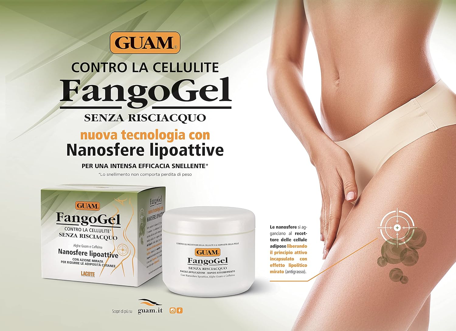 Detalle de Guam FangoGel Contro la Cellulite – Gel senza risciacquo con Nanosfere Lipotive