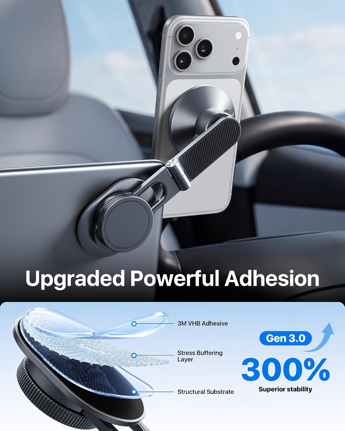 Detalle de andobil 3rd Gen Tesla Phone Mount, Magnetic, 360° Adjustable and Foldable