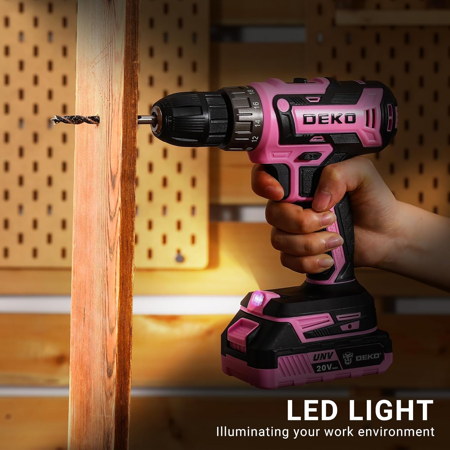 Thumbnail 5 de DEKOPRO Akkuschrauber Set 2 Akkus – 60 Min Schnellladung, 40 Nm, LED, rosa