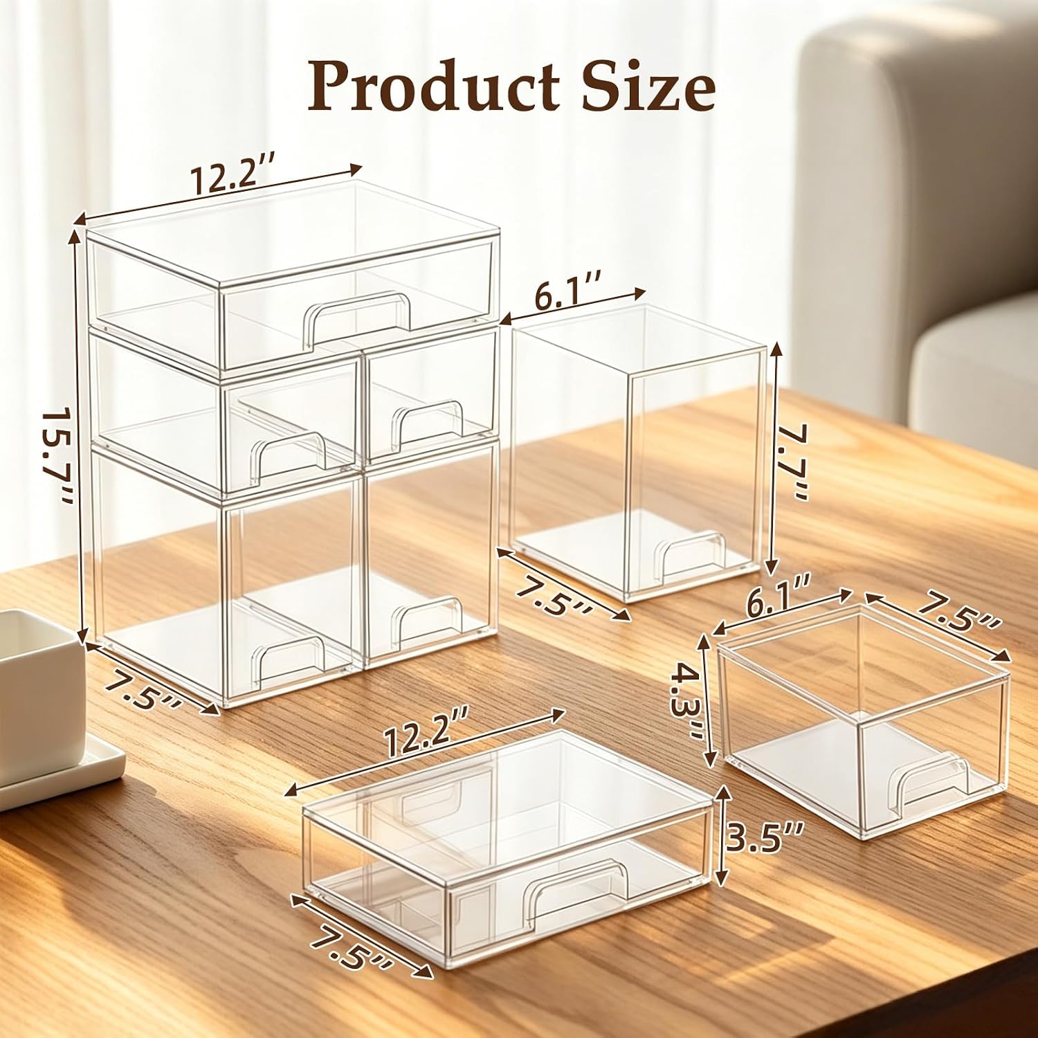 Detalle 2 de Gifhomfix GF-BYST-5P 5-Drawer Baby Bottle Organizer, Clear and Stackable