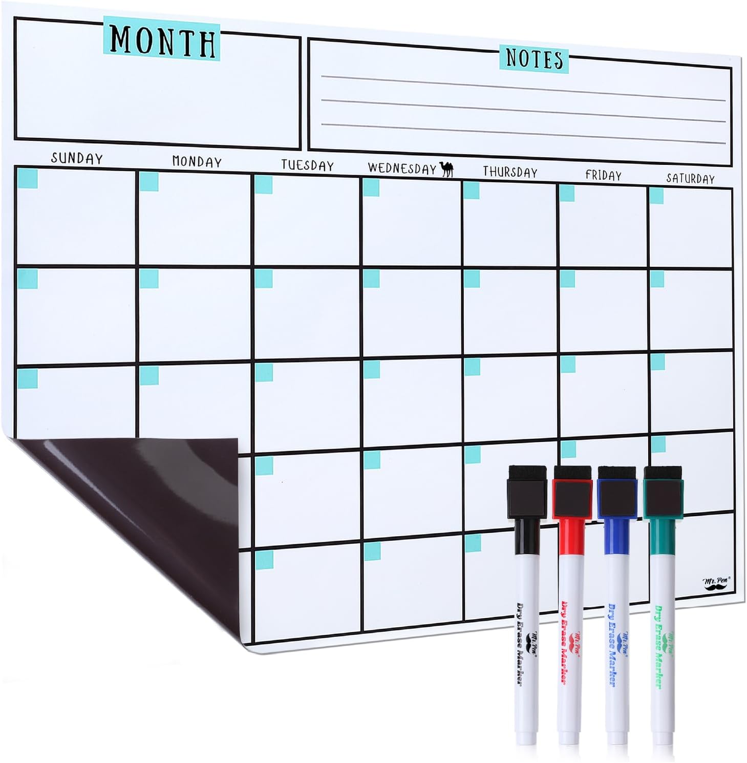 Detalle de Mr. Pen Magnetic Dry Erase Calendar, 14.7 x 11.8-Inch