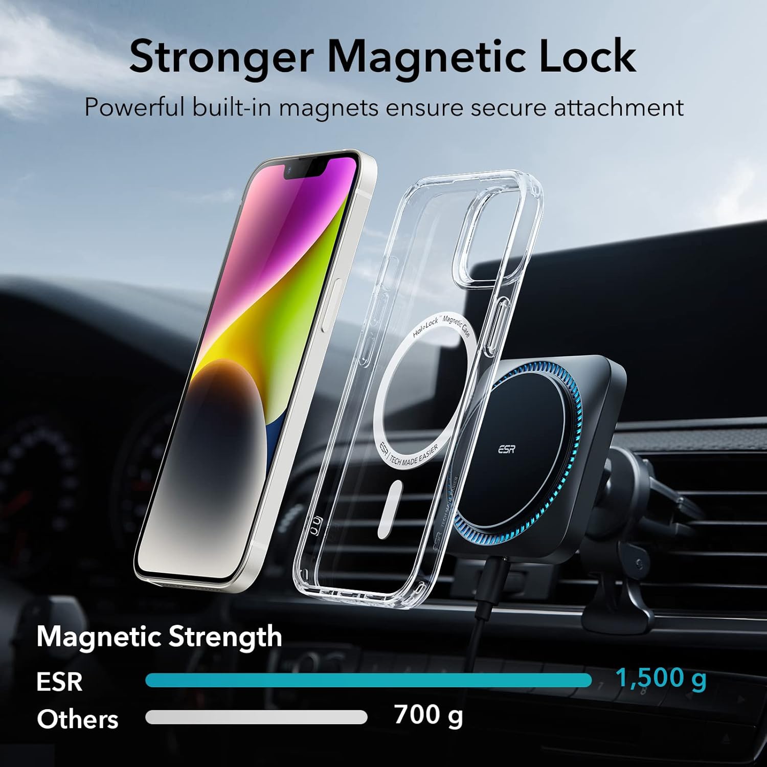 Thumbnail 3 de ESR Cover Magnetica per iPhone 14/13 con HaloLock – Custodia trasparente antiurto e resistente ai graffi