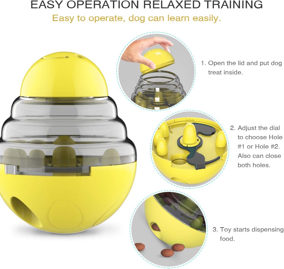 Thumbnail 6 de Anlitent Interactive Treat Dispensing Puzzle Dog Toy (rolling, wobble slow feeder for small/medium dogs)