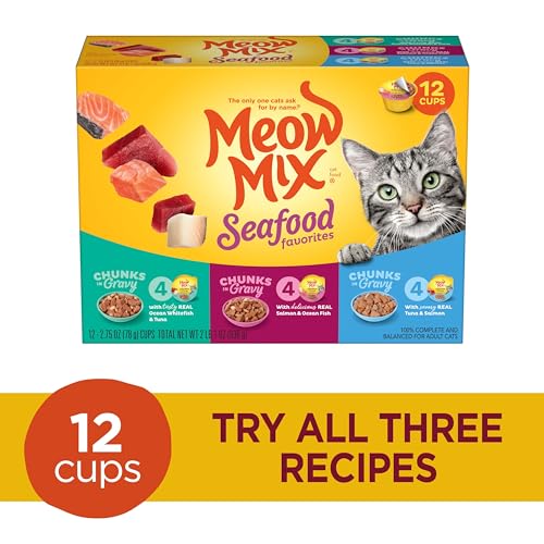 Thumbnail 1 de Meow Mix Seafood Favorites Wet Food Variety Pack, 12 Cups