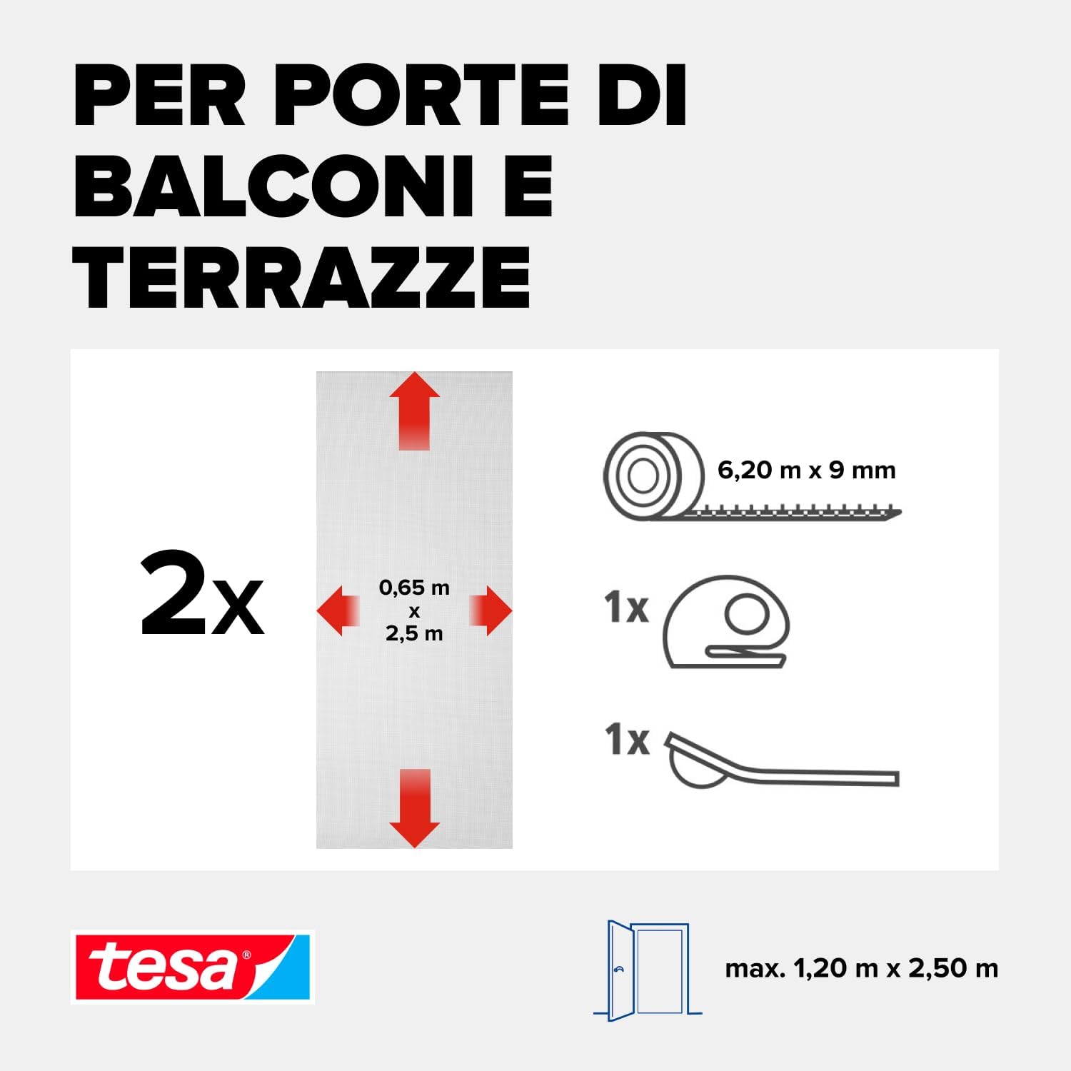 Detalle 2 de tesa INSECT STOP H&L Fly Screen Premium for Doors – Zanzariera porta con nastro a strappo, antracite, 120 x 250 cm