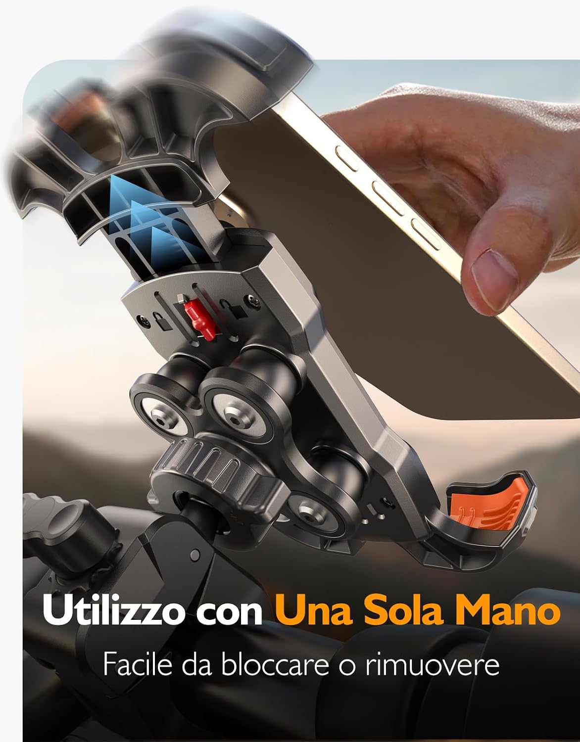 Thumbnail 3 de Rolgno Porta Cellulare Moto — Supporto manubrio 360° con assorbimento Vibrazioni e installazione senza attrezzi