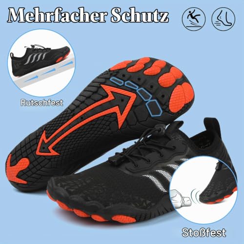 Detalle de Hanani Badeschuhe Wasserschuhe Herren & Damen – Barfußschuhe, Aquaschuhe, Surfschuhe, Schwarz, EU43
