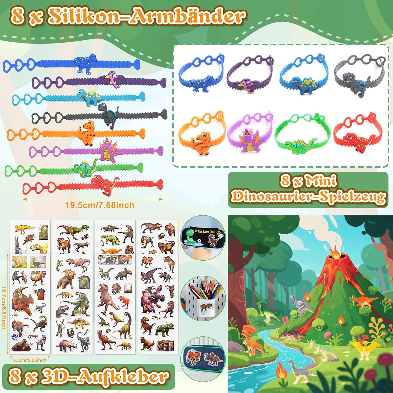 Thumbnail 5 de FEMBW Dino Party Mitgebsel-Set für Kindergeburtstag – Dino-Eier, 3D-Sticker, Leuchtende Schlüsselanhänger und mehr