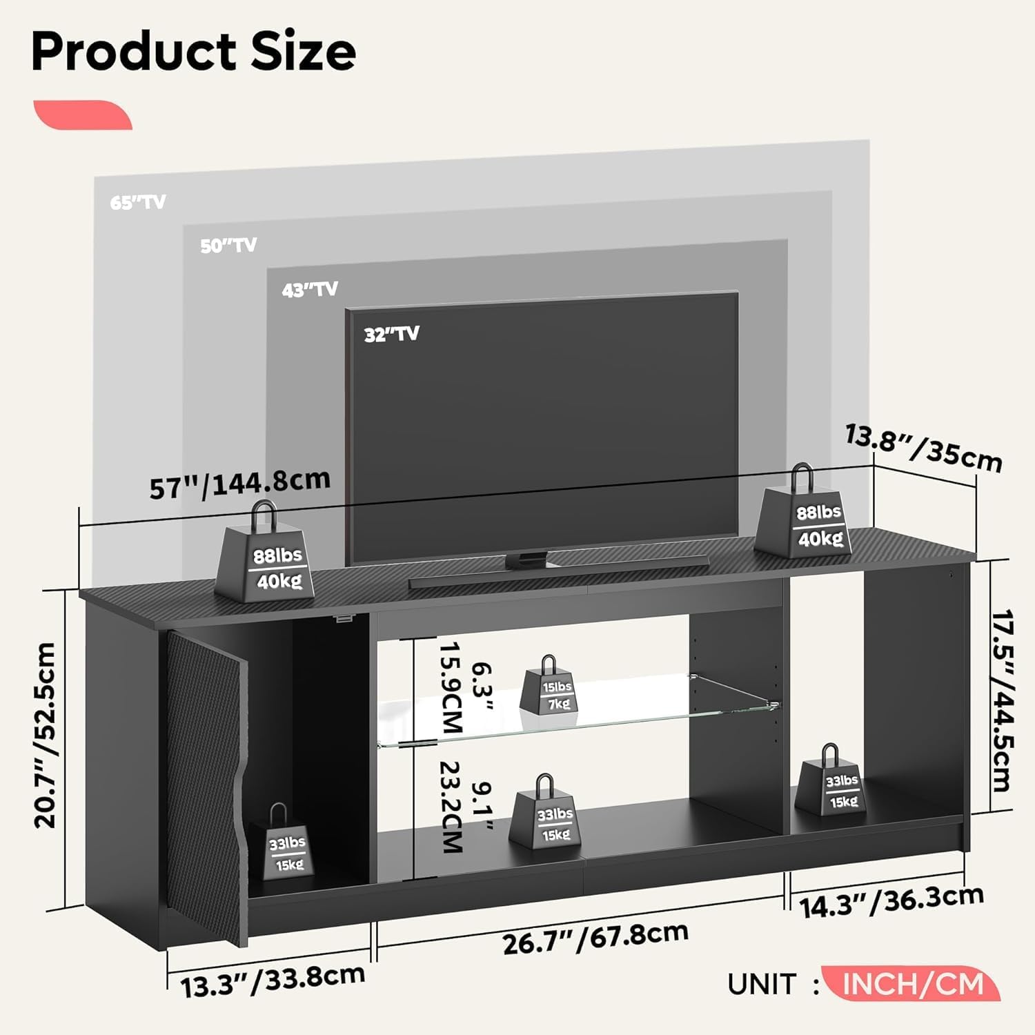 Thumbnail 6 de Bestier 145 CM LED TV Stand