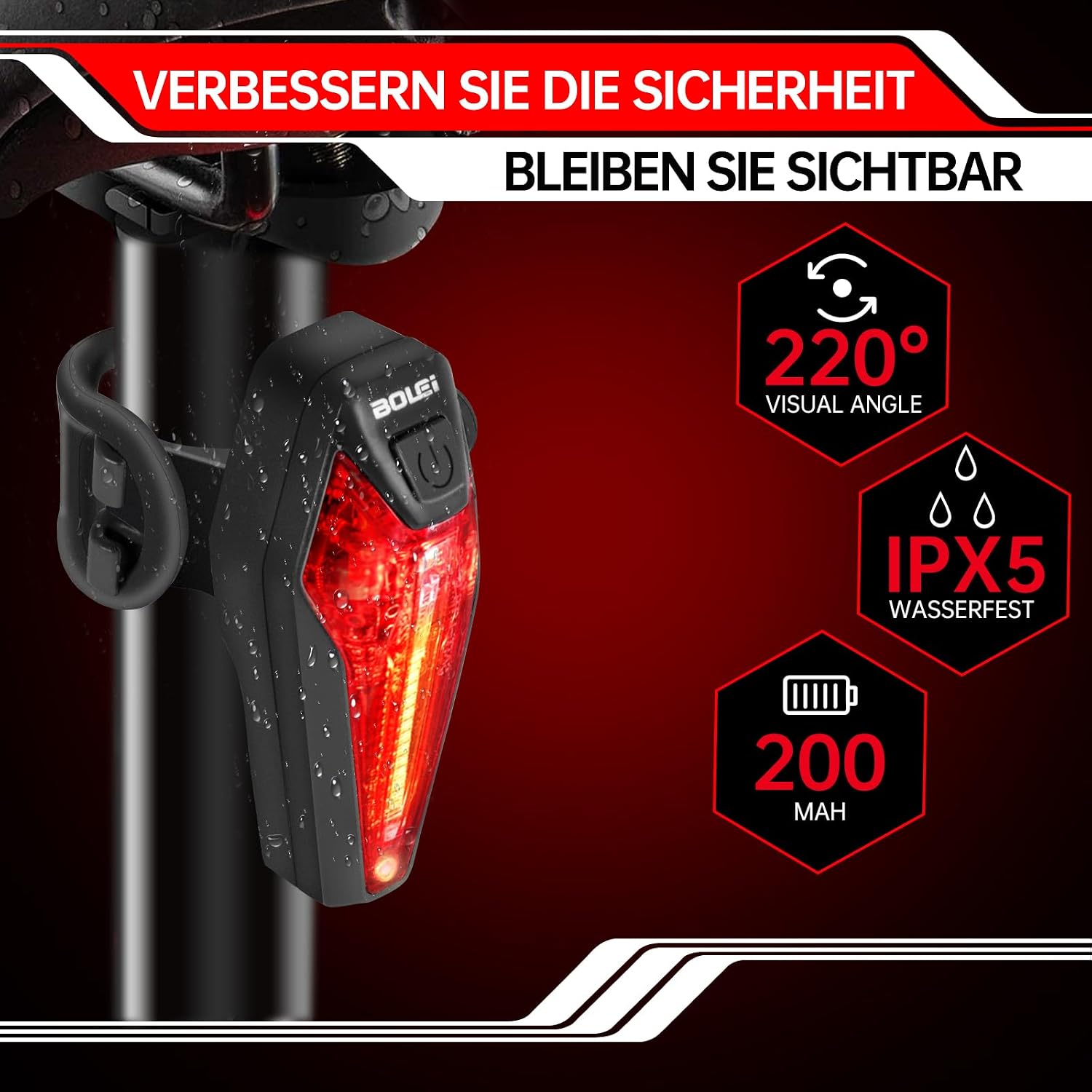 Thumbnail 4 de BOLEi LED Fahrradlicht 100 LUX