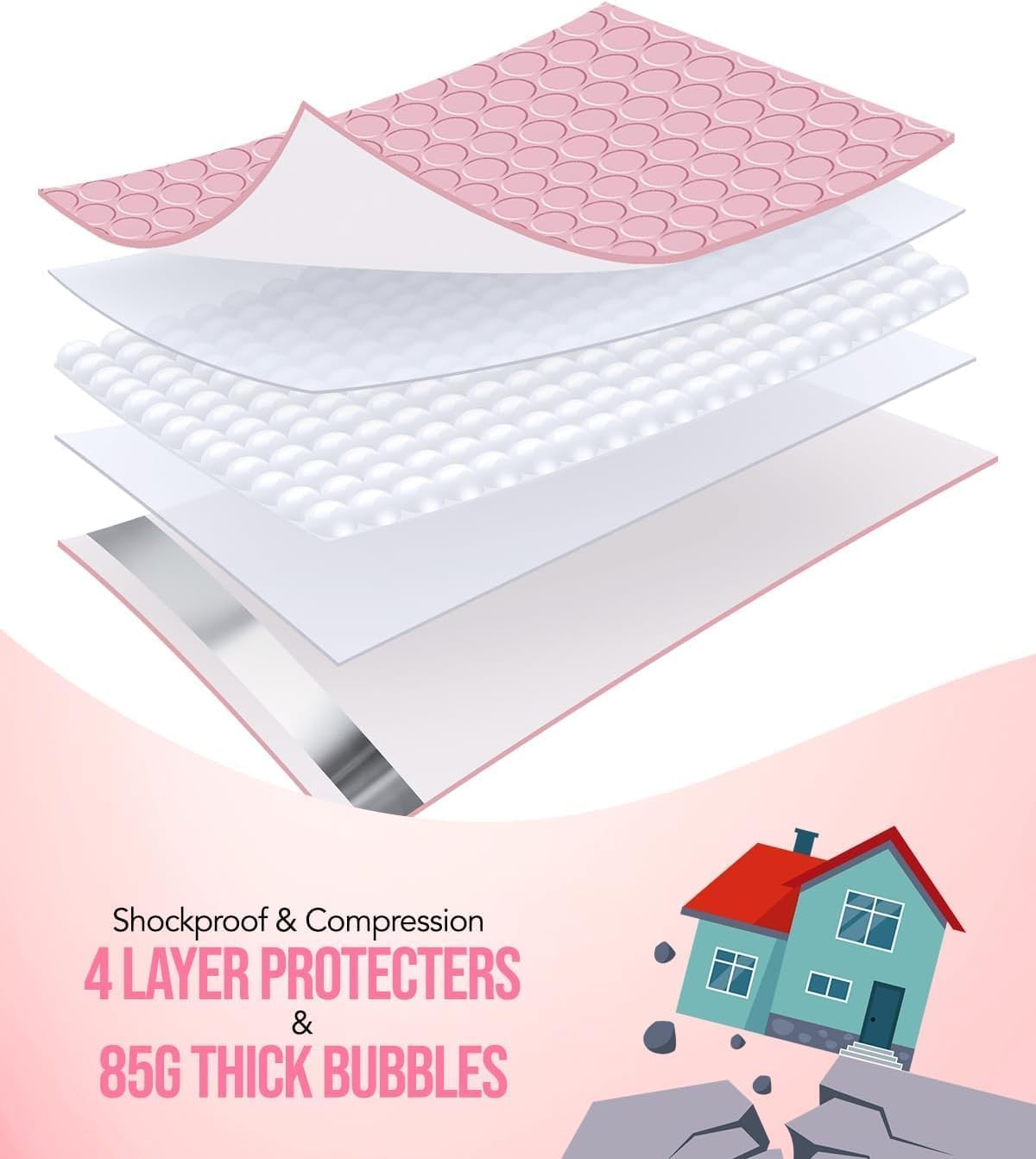 Thumbnail 5 de Switory 800pcs Padded Envelopes Pale Pink Bubble Mailers (4x7" Internal) – Waterproof, Opaque & Self-Seal