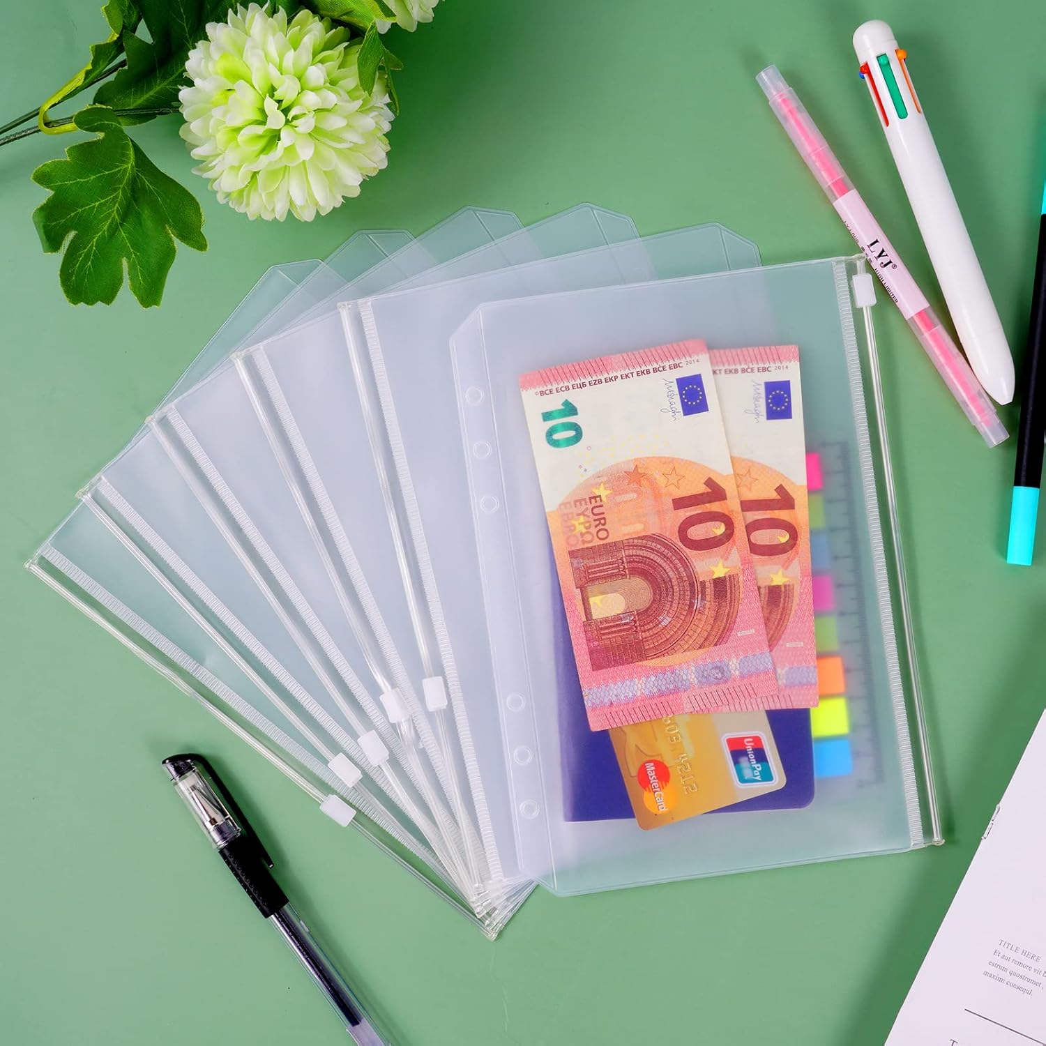 Thumbnail 4 de Vicloon Pochettes classeur A5 à 6 trous en PVC imperméable (lot 18 pièces) avec fermeture zippée