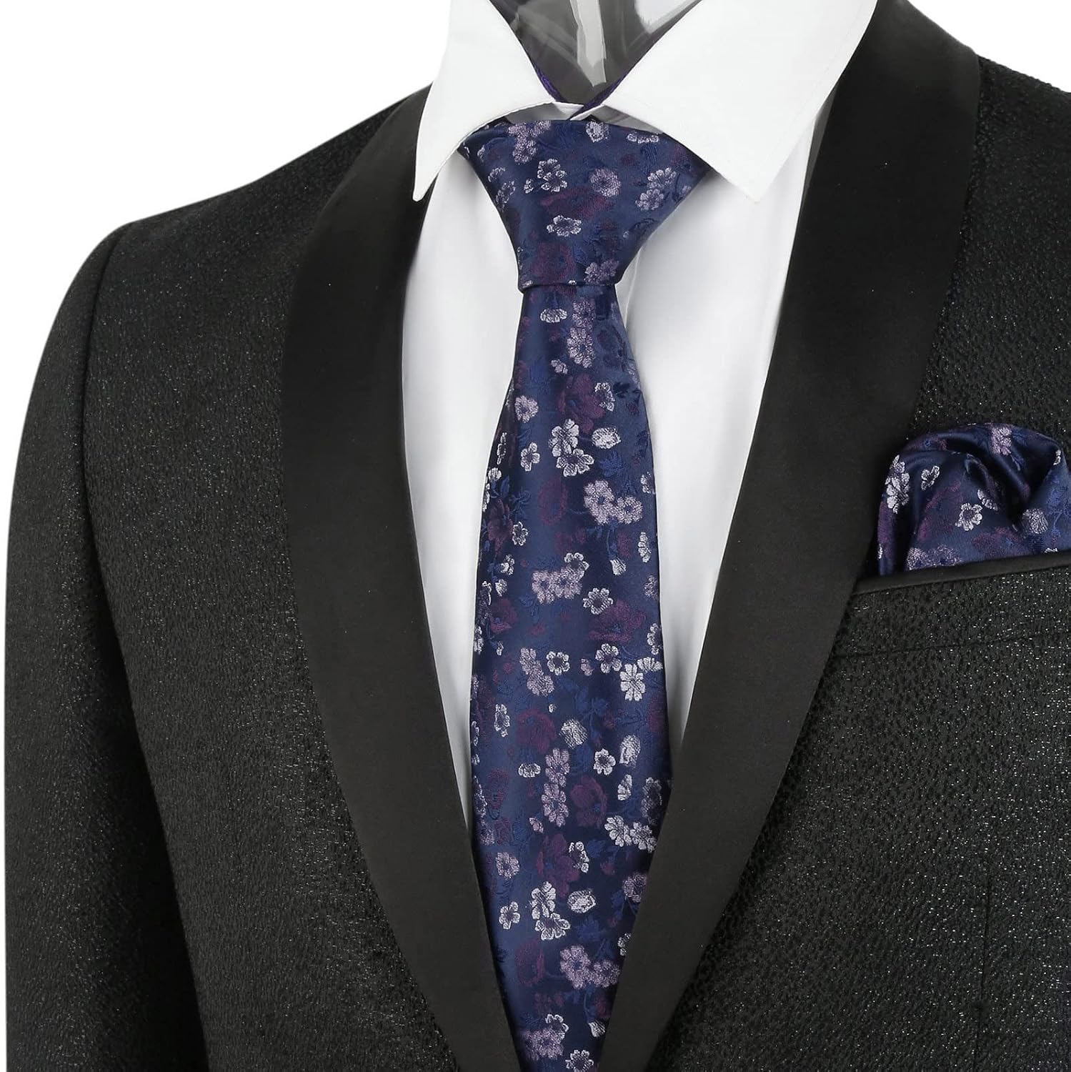 Thumbnail 4 de Alizeal Floral Tie with Pocket Square Set – Polyester, 150x8cm tie and 24x24cm hankie