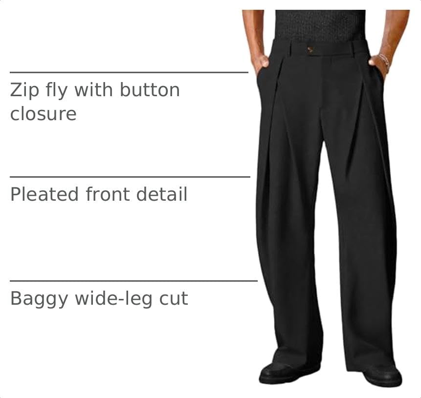 Detalle 2 de Runcati Men's Wide-Leg Dress Pants, Pleated