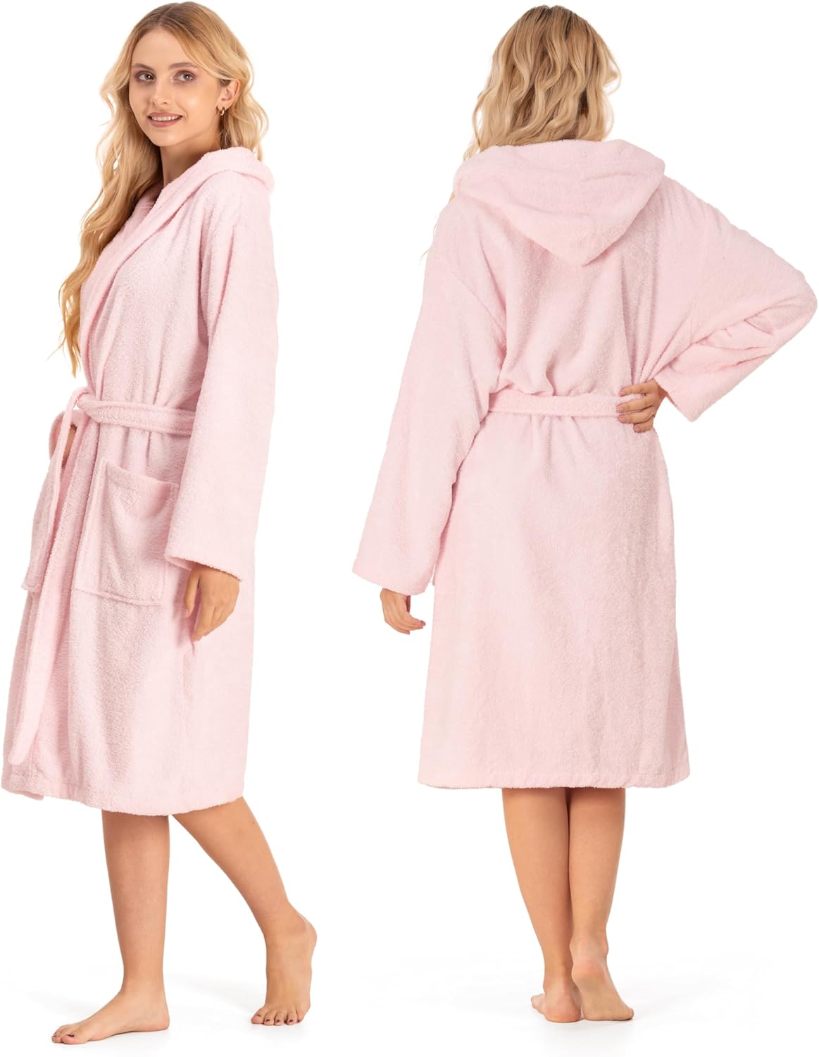 Thumbnail 1 de Twinzen Bademantel Damen – 100% Baumwolle OEKO-TEX® zertifiziert, Kapuze, Gürtel, 2 Taschen, XS–XL