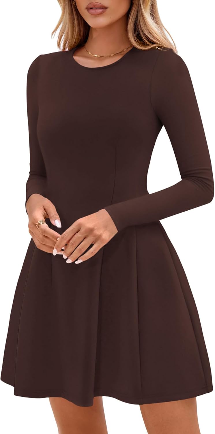 Thumbnail 6 de PRETTYGARDEN Women's Pleated Knit Mini Dress, Long Sleeve A-Line