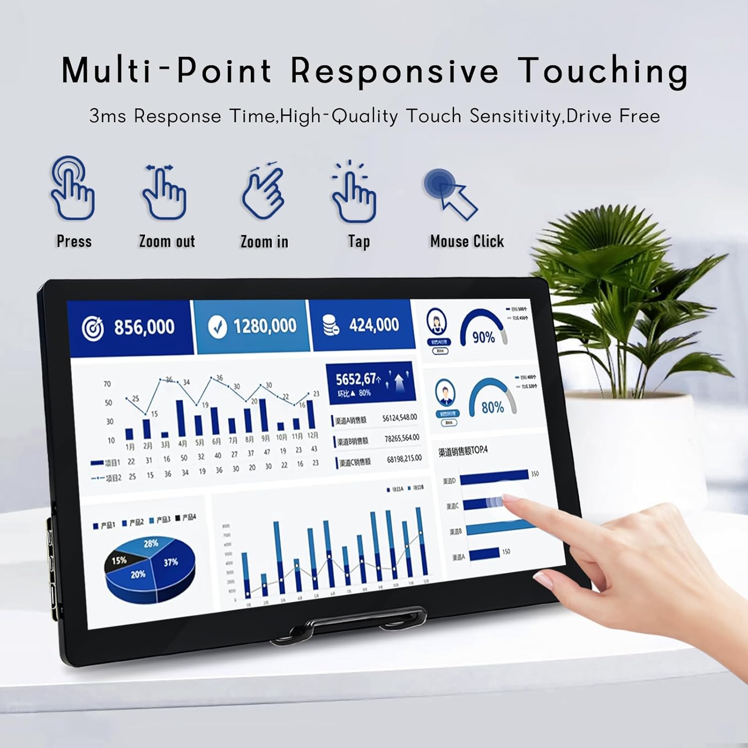Thumbnail 2 de HAMTYSAN 15,6-Zoll Raspberry-Pi Touchscreen-Monitor (FHD 1920×1080, IPS, 10-Punkt) mit Dual-Lautsprechern