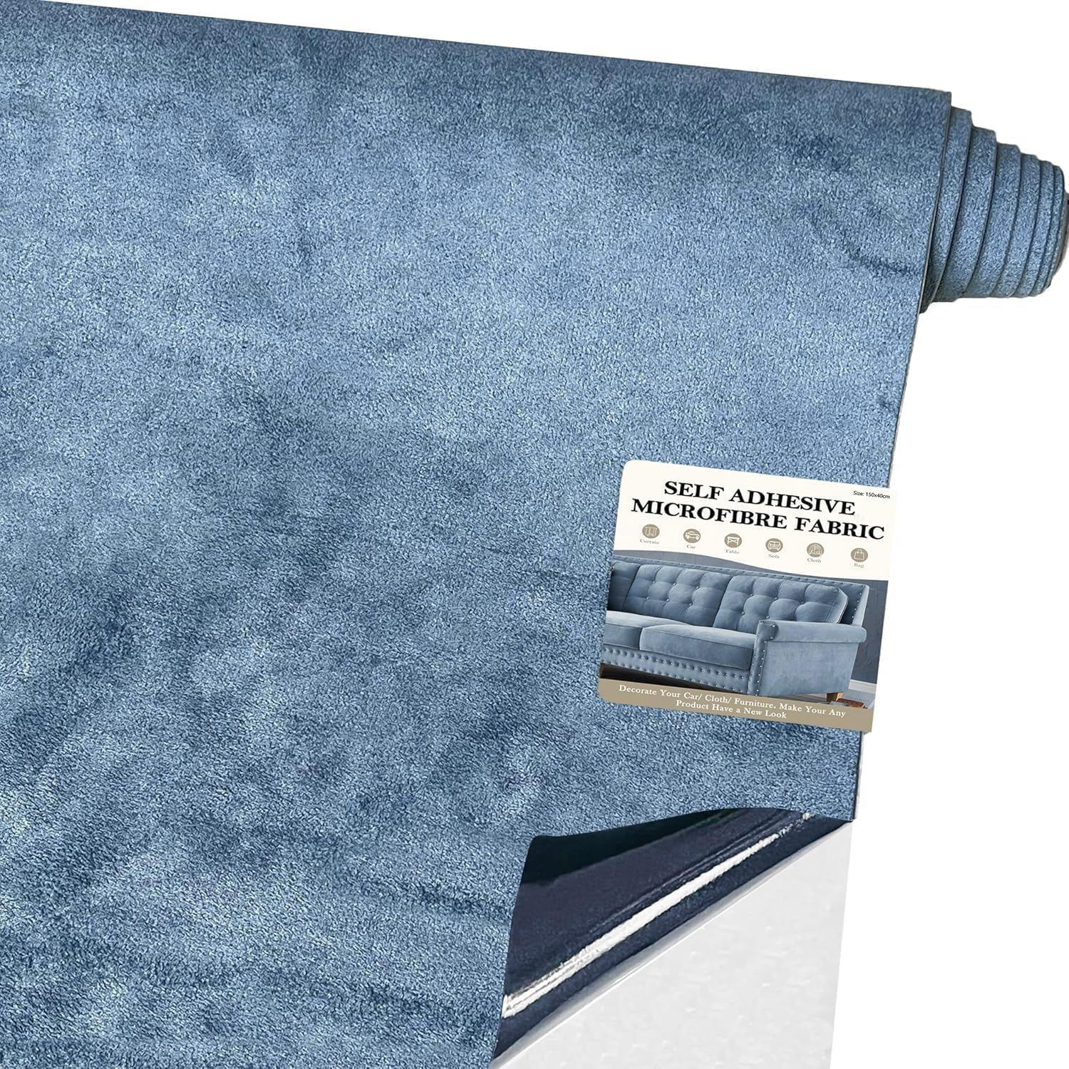 Thumbnail 5 de Fondlife Tissu en microfibre autocollant pour cockpit – daim velours gris blanc, 150x40 cm