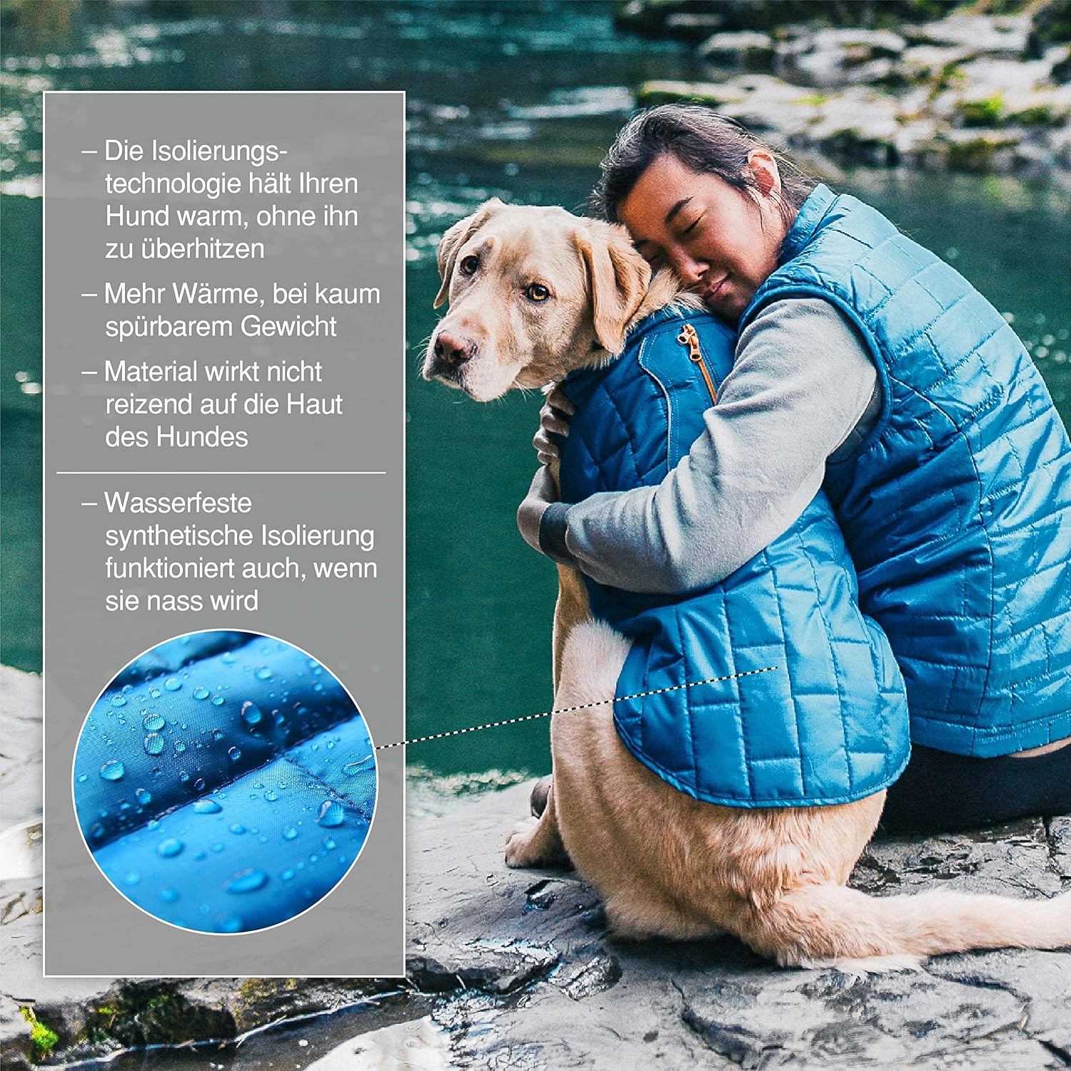 Detalle de Kurgo Loft Hundejacke – Wasserdicht, reflektierend und mit Hundegeschirr kombinierbar (Größe XL, Grau/Lila)