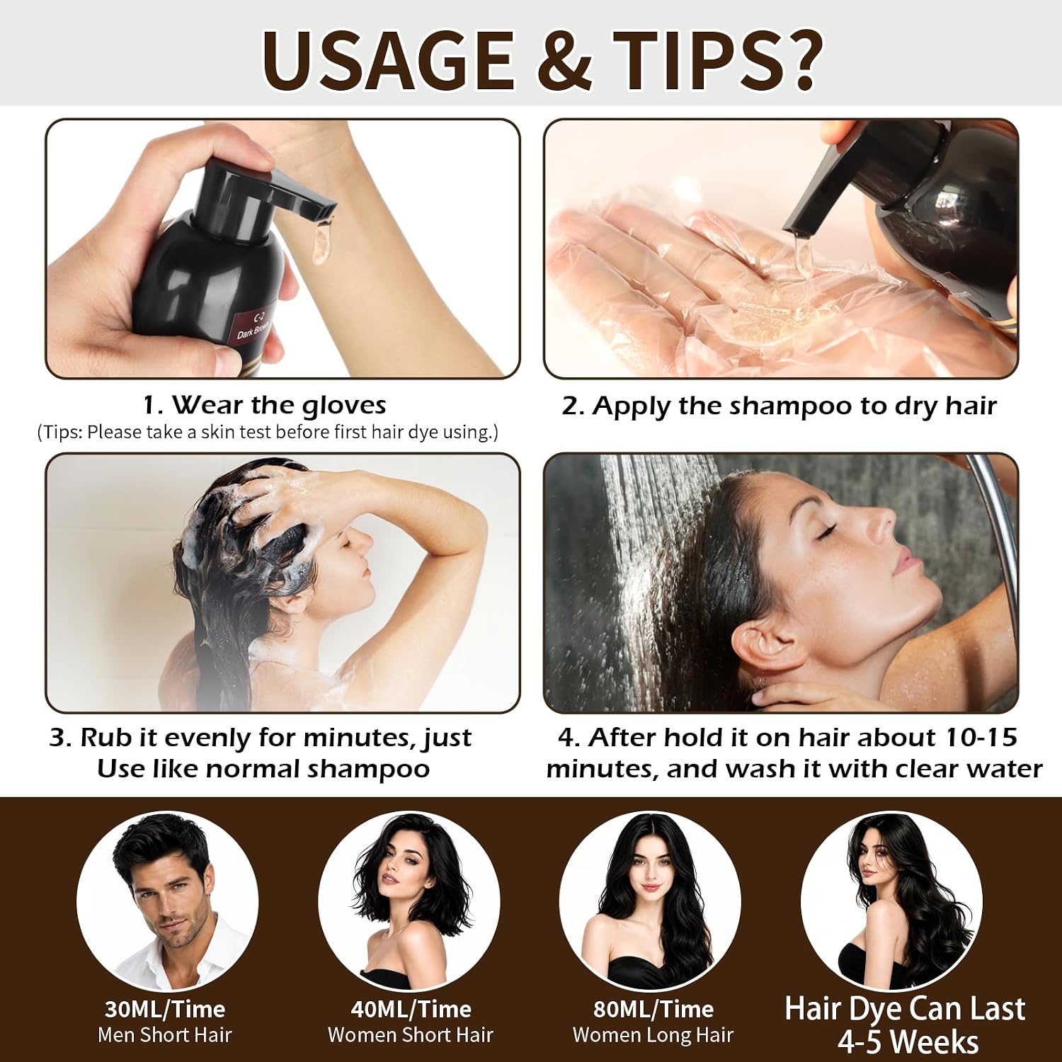 Detalle de JELMOK Haarfärbeshampoo 3in1 – 500 ml Schwarz, gegen Grauhaar, sofort sichtbar