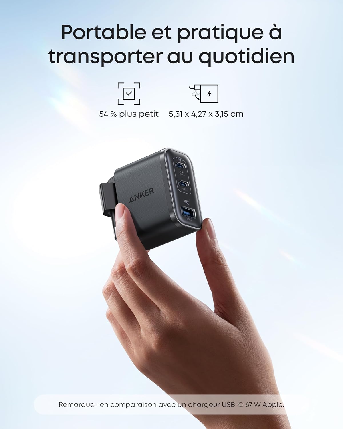 Thumbnail 2 de Anker Nano Chargeur USB-C 70W à 3 Ports — Charge rapide et compact avec câble inclus