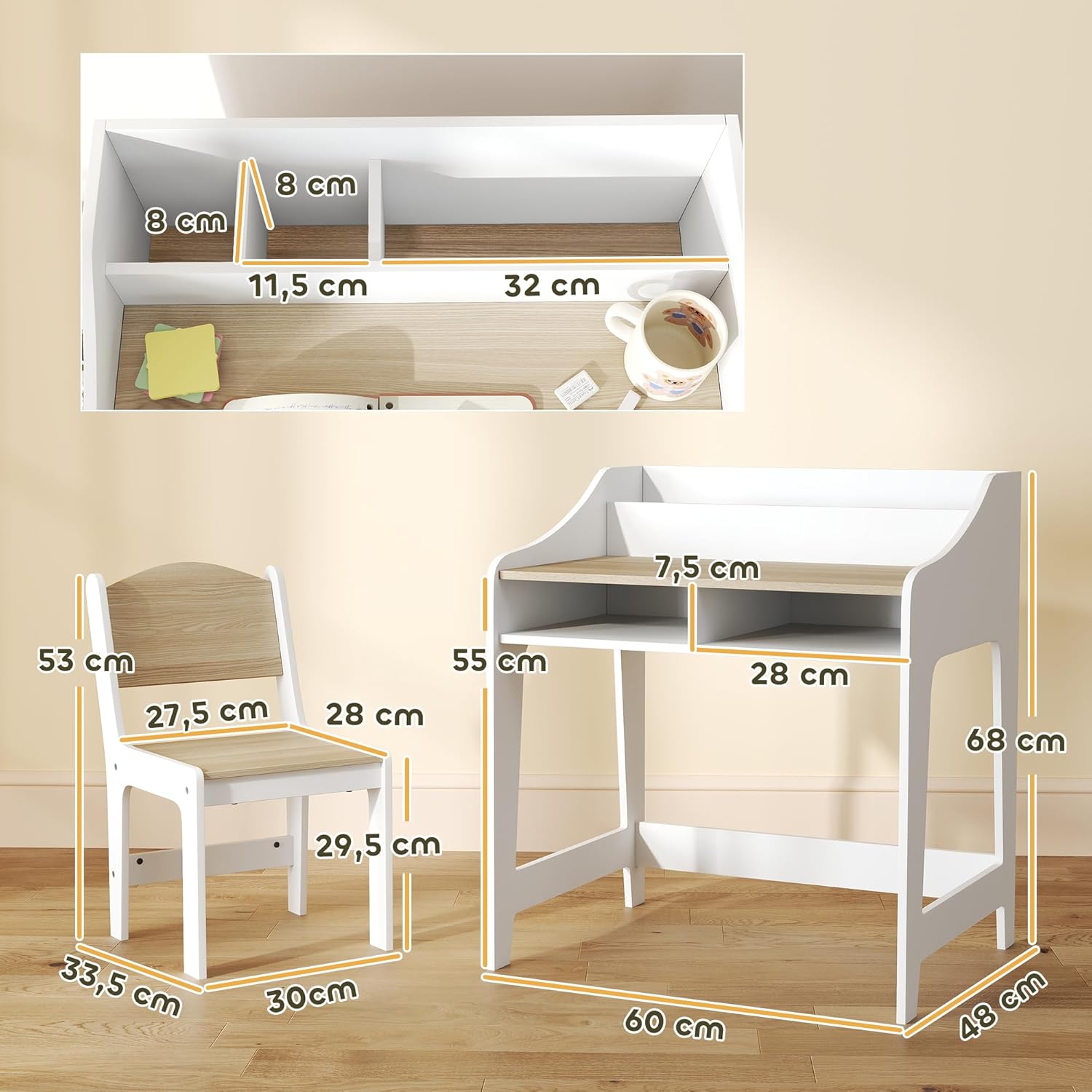 Thumbnail 2 de Ensemble Bureau et Chaise AIYAPLAY pour Enfant 3 à 8 ans – rangement pratique et sécurité
