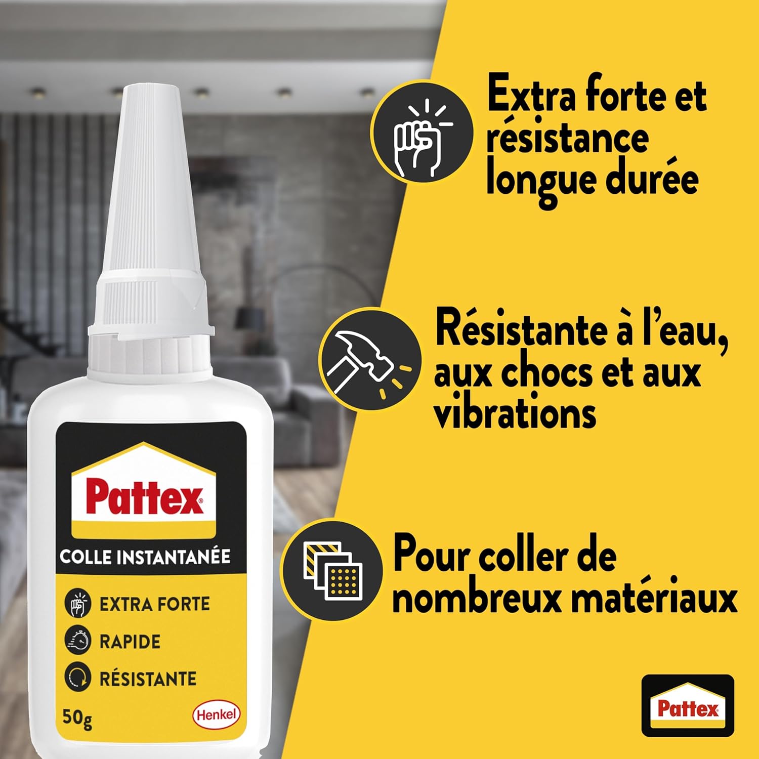Thumbnail 2 de Pattex Colle Instantanée Extra Forte 50 g — Colle cyanoacrylate multi-matériaux pour plastique, métal, céramique et bois
