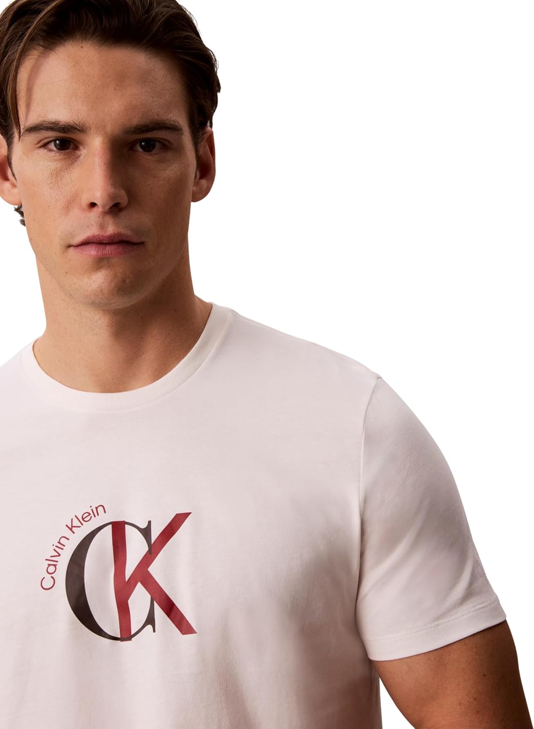 Detalle de Calvin Klein Herren Graphic Tee 2-Tone CK Graphic – 1er Pack, nachhaltig produziert