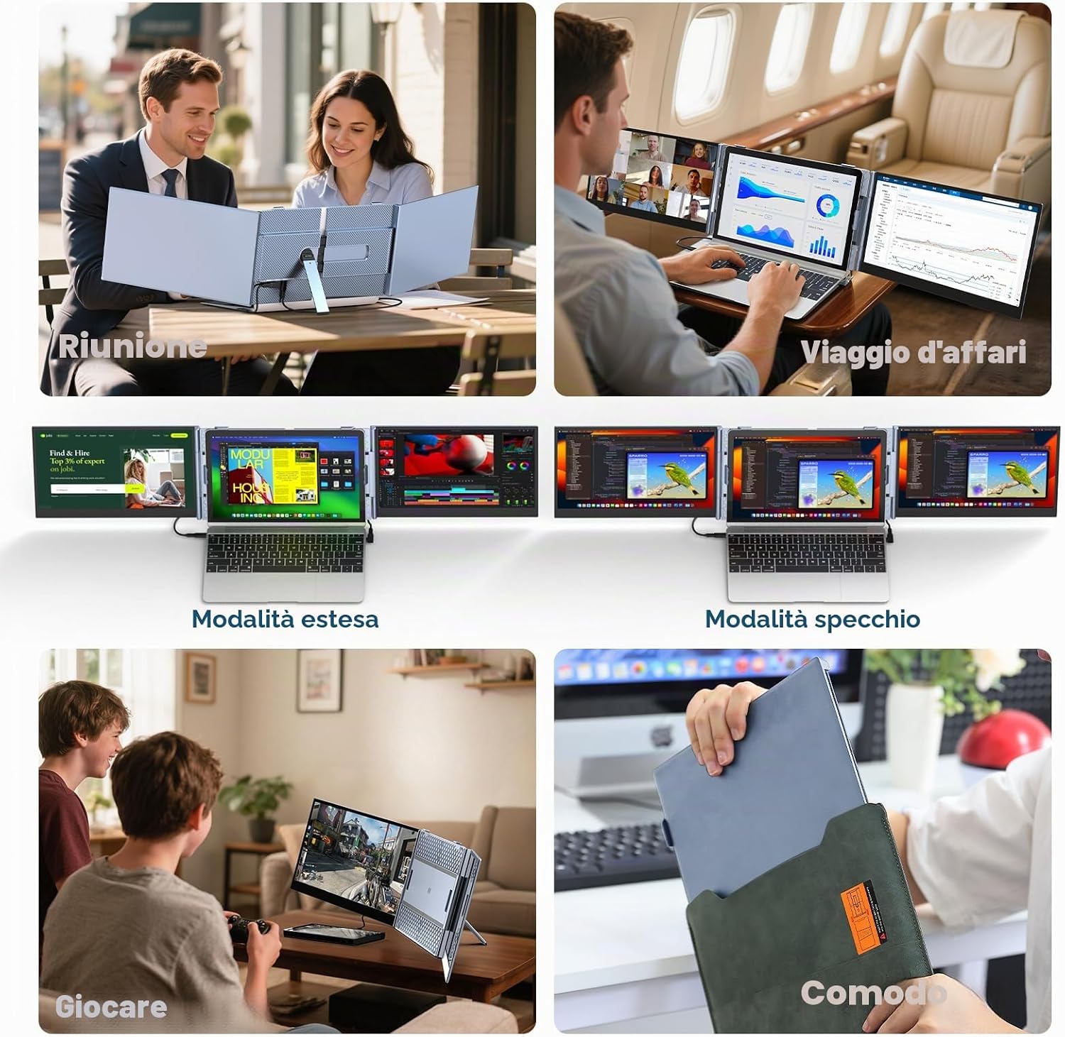 Thumbnail 6 de Kwumsy Monitor Portatile 14'' – Ultra sottile, triplo schermo e doppio display estensibile per laptop 13''-17