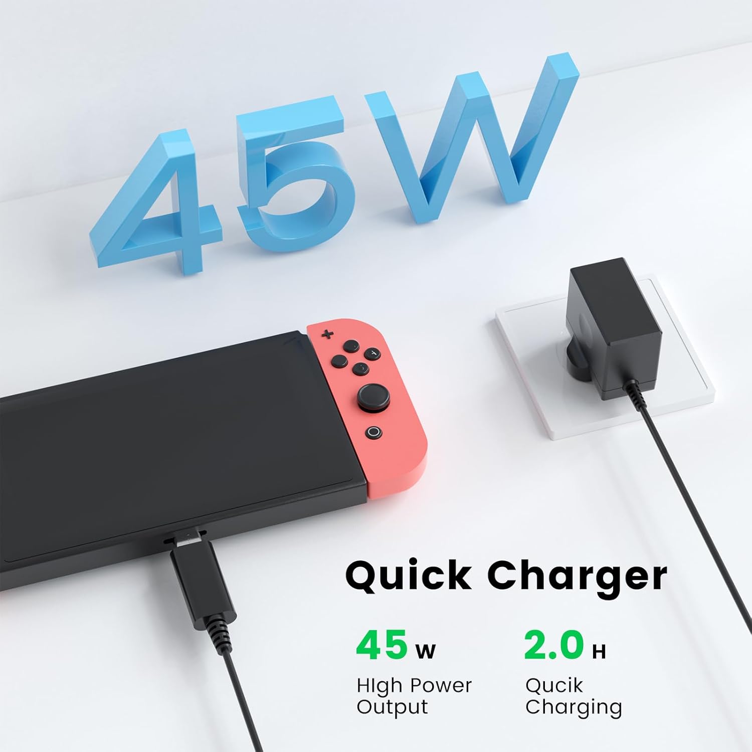 Thumbnail 1 de 45W Charger for Switch / Switch OLED / Switch Lite – Fast AC Adapter with 10FT Type-C Cable